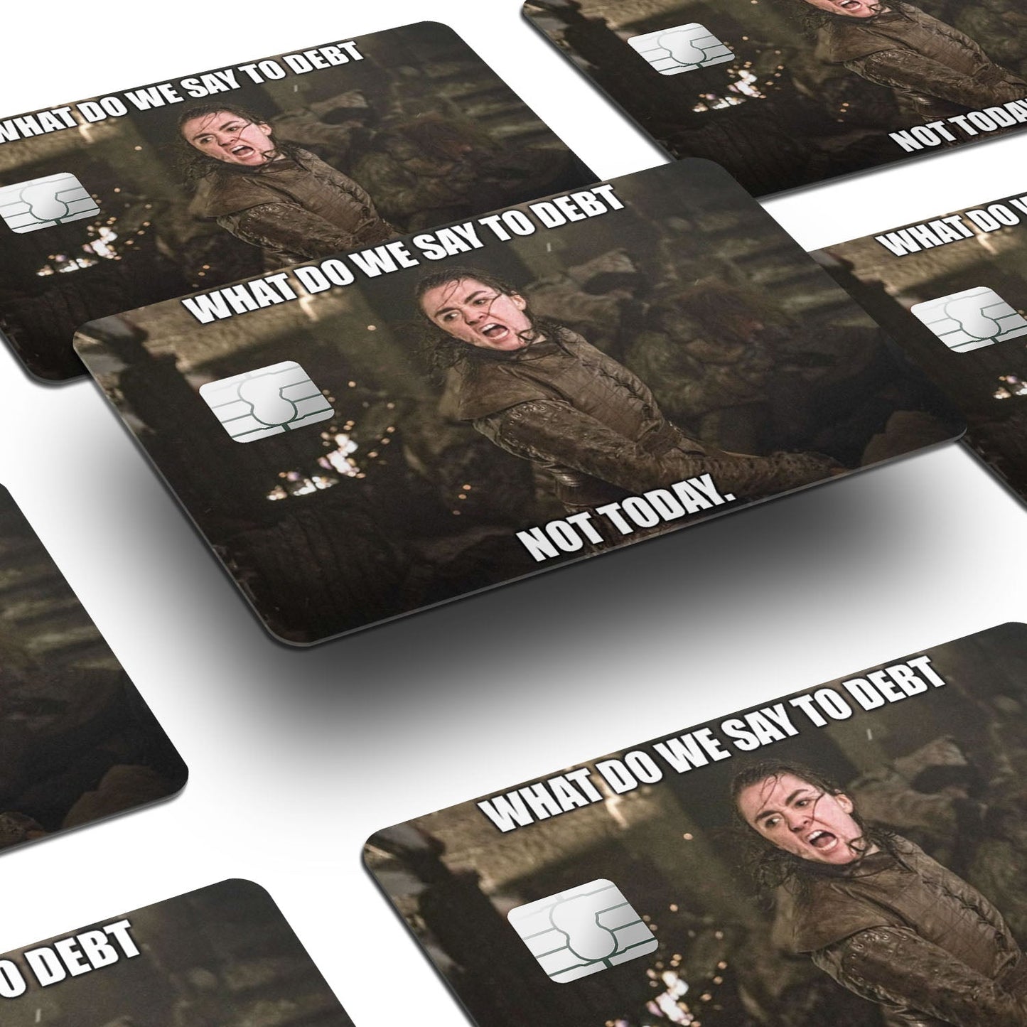 Flex Designs Credit Card What Do We Say To Debt. Not Today. Window Skins - Meme Quotes Credit Card & Debit Card Skin