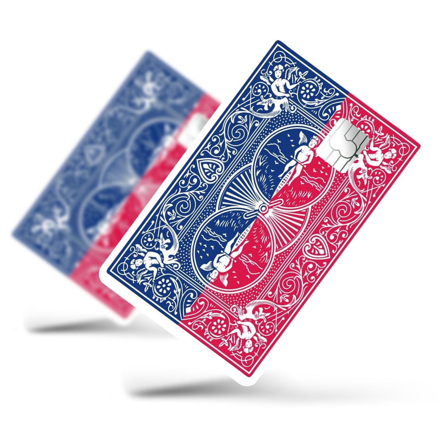 Flex Designs Credit Card Bicycle Playing Card Blue Red Half Skins - Meme Credit Card & Debit Card Skin