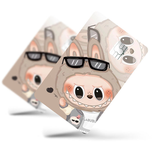 Flex Designs Credit Card Cute Brown Glasses Labubu Half Skins - Kpop Credit Card & Debit Card Skin