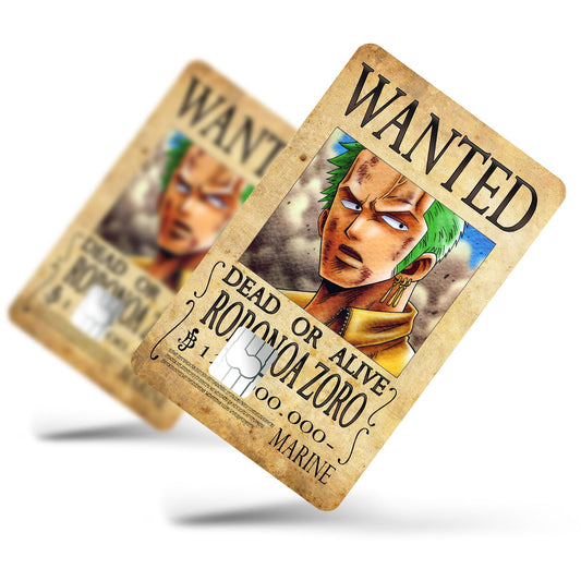 Flex Designs Credit Card One Piece Zoro Wanted Poster Full Skins - Anime One Piece Credit Card & Debit Card Skin