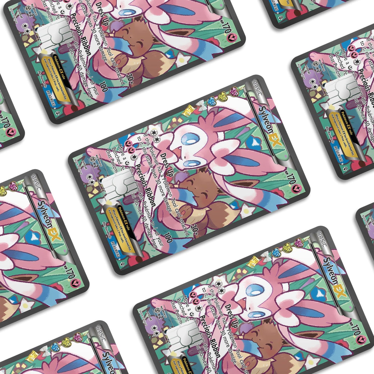 Flex Designs Credit Card Pokemon Cute Eevee & Sylveon Card Window Skins - Anime Pokemon Credit Card & Debit Card Skin