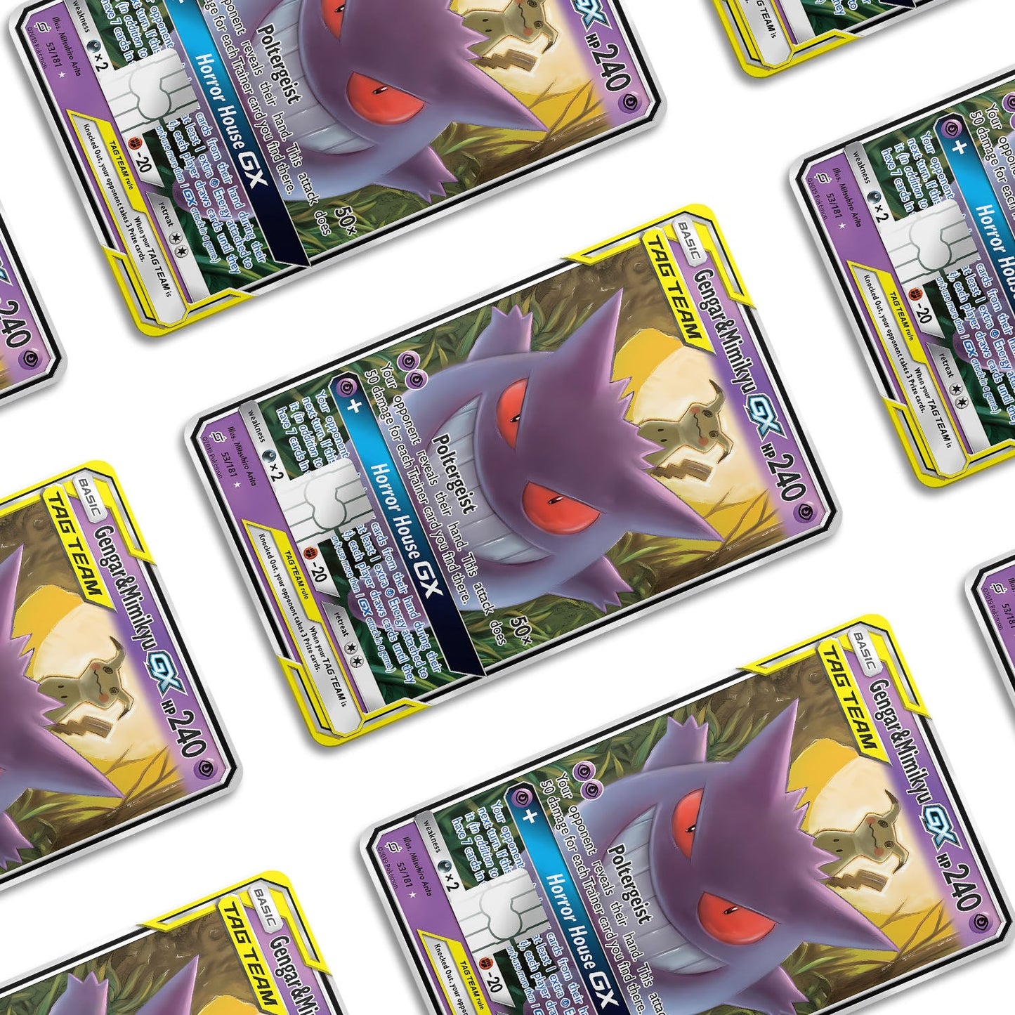 Flex Designs Credit Card Pokemon Tag Cute Gengar & Mimikyu Card Window Skins - Anime Pokemon Credit Card & Debit Card Skin