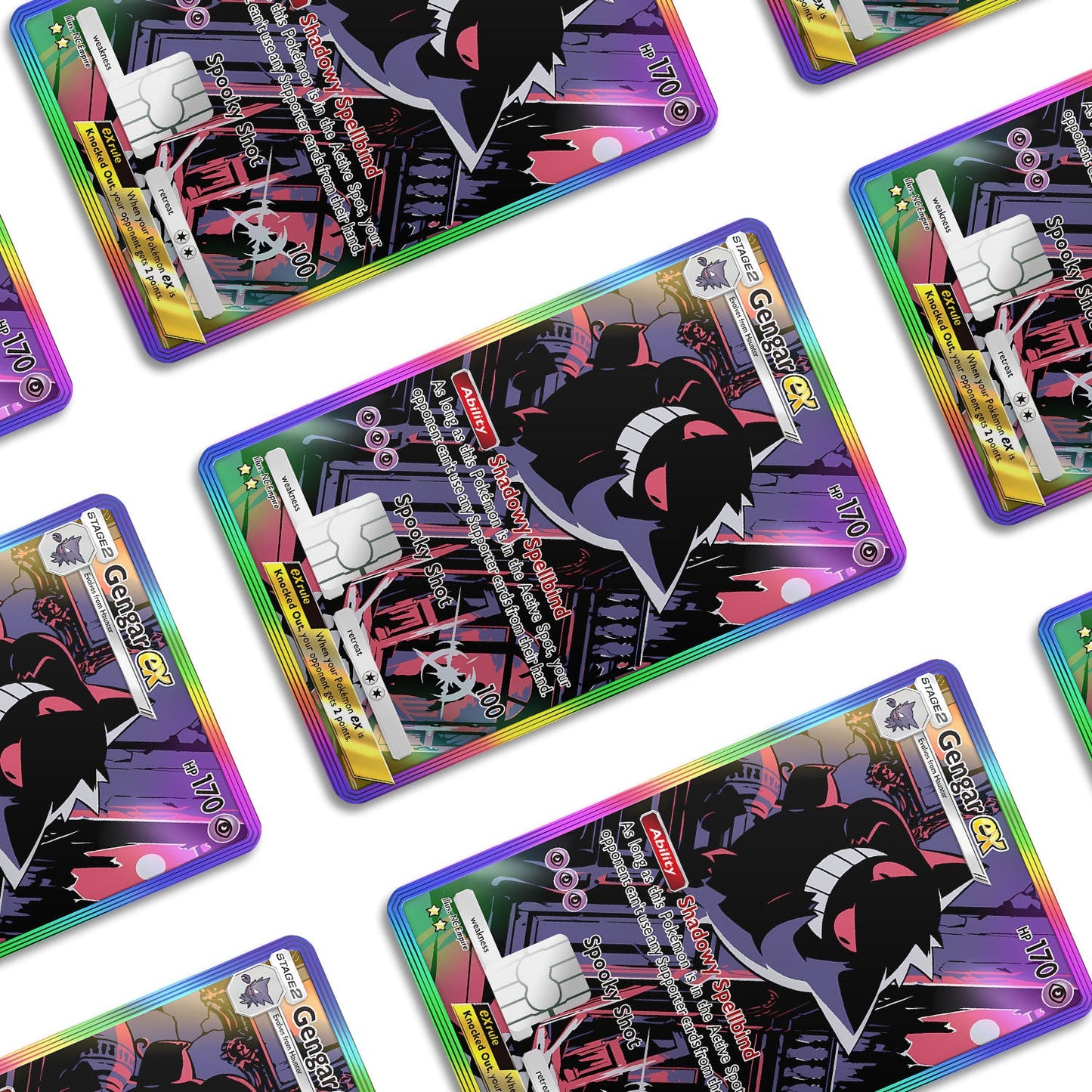 Flex Designs Credit Card Pokemon Gengar Pocket Card Window Skins - Anime Pokemon Credit Card & Debit Card Skin