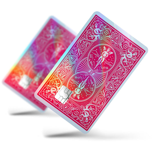 Flex Designs Holographic Credit Card Bicycle Playing Card Red Full Skins - Meme Holographic Credit Card & Debit Card Skin