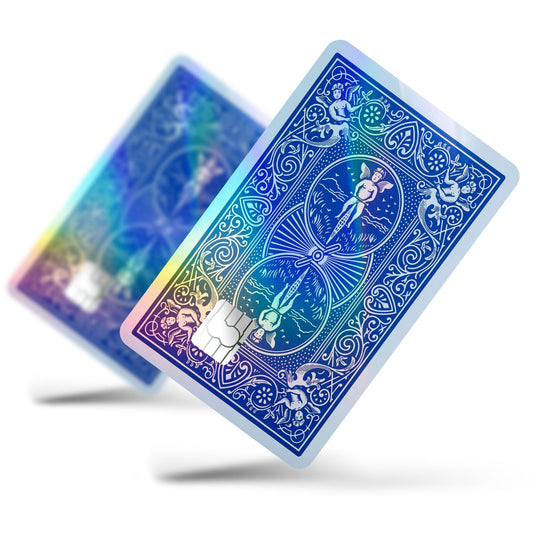 Flex Designs Holographic Credit Card Bicycle Playing Card Blue Full Skins - Meme Holographic Credit Card & Debit Card Skin