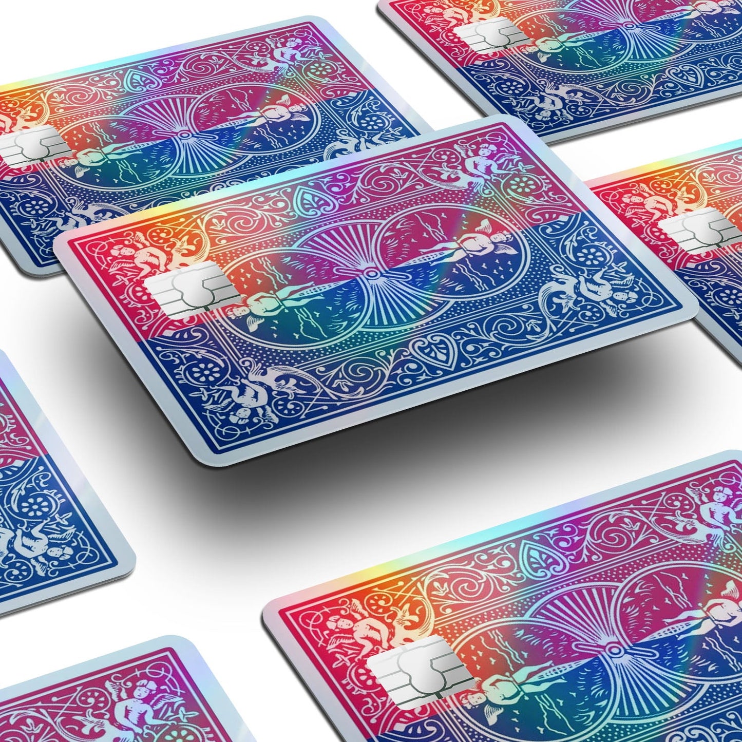 Flex Designs Holographic Credit Card Bicycle Playing Card Blue Red Window Skins - Meme Holographic Credit Card & Debit Card Skin