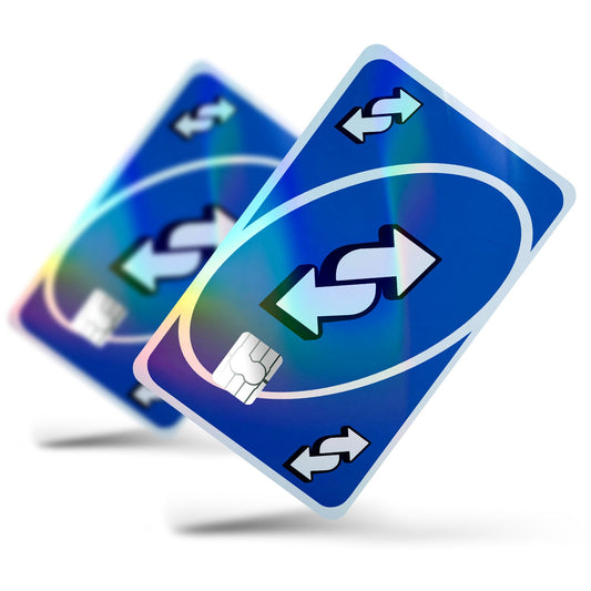 Flex Designs Holographic Credit Card Uno Reverse Blue Full Skins - Meme Holographic Credit Card & Debit Card Skin