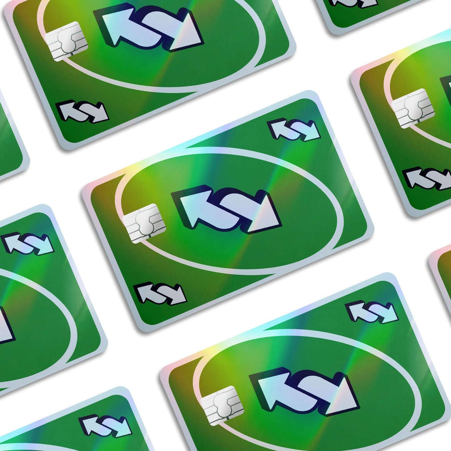 Flex Designs Holographic Credit Card Uno Reverse Green Window Skins - Meme Holographic Credit Card & Debit Card Skin