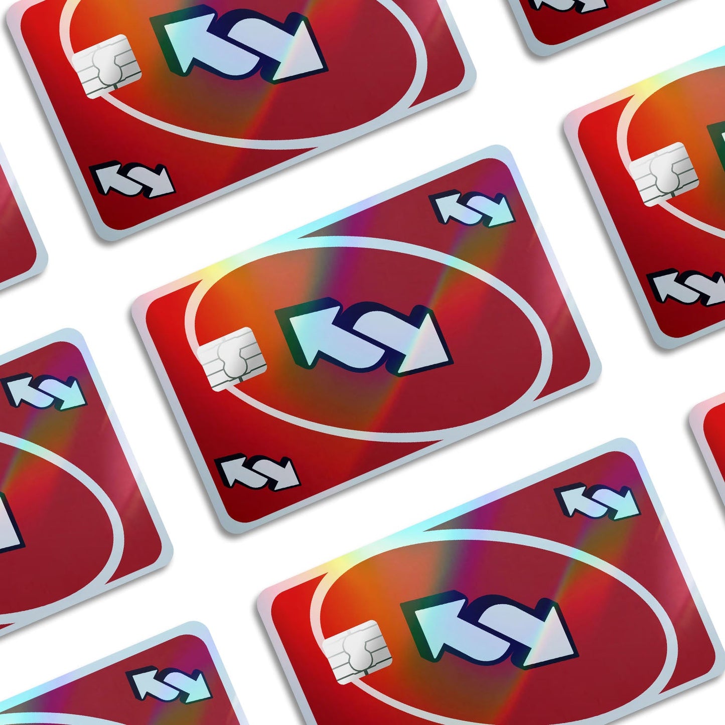 Flex Designs Holographic Credit Card Uno Reverse Red Window Skins - Meme Holographic Credit Card & Debit Card Skin