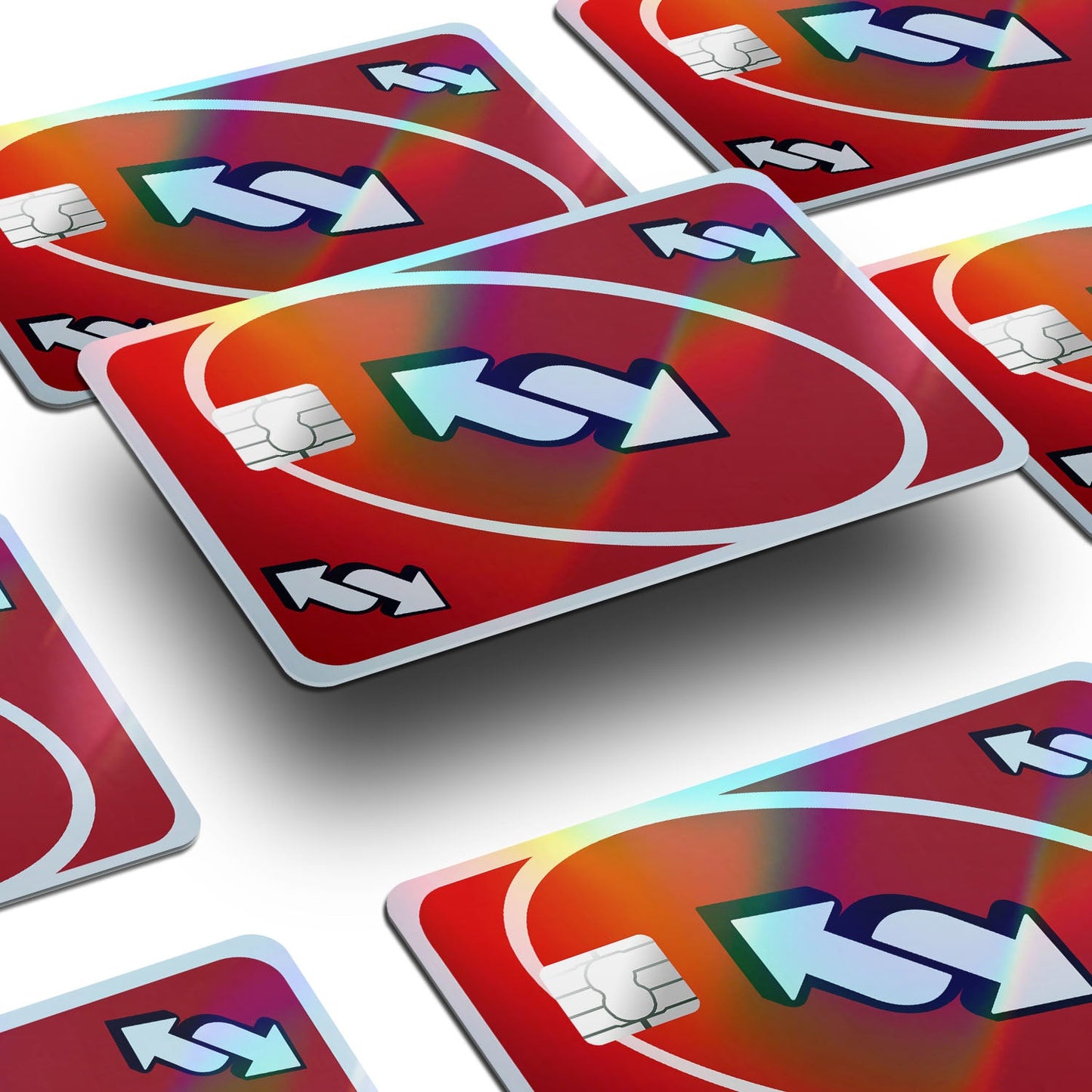 Flex Designs Holographic Credit Card Uno Reverse Red Window Skins - Meme Holographic Credit Card & Debit Card Skin