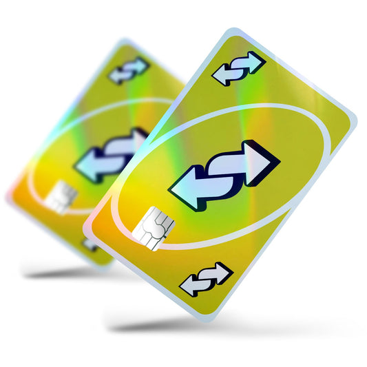 Flex Designs Holographic Credit Card Uno Reverse Yellow Full Skins - Meme Holographic Credit Card & Debit Card Skin