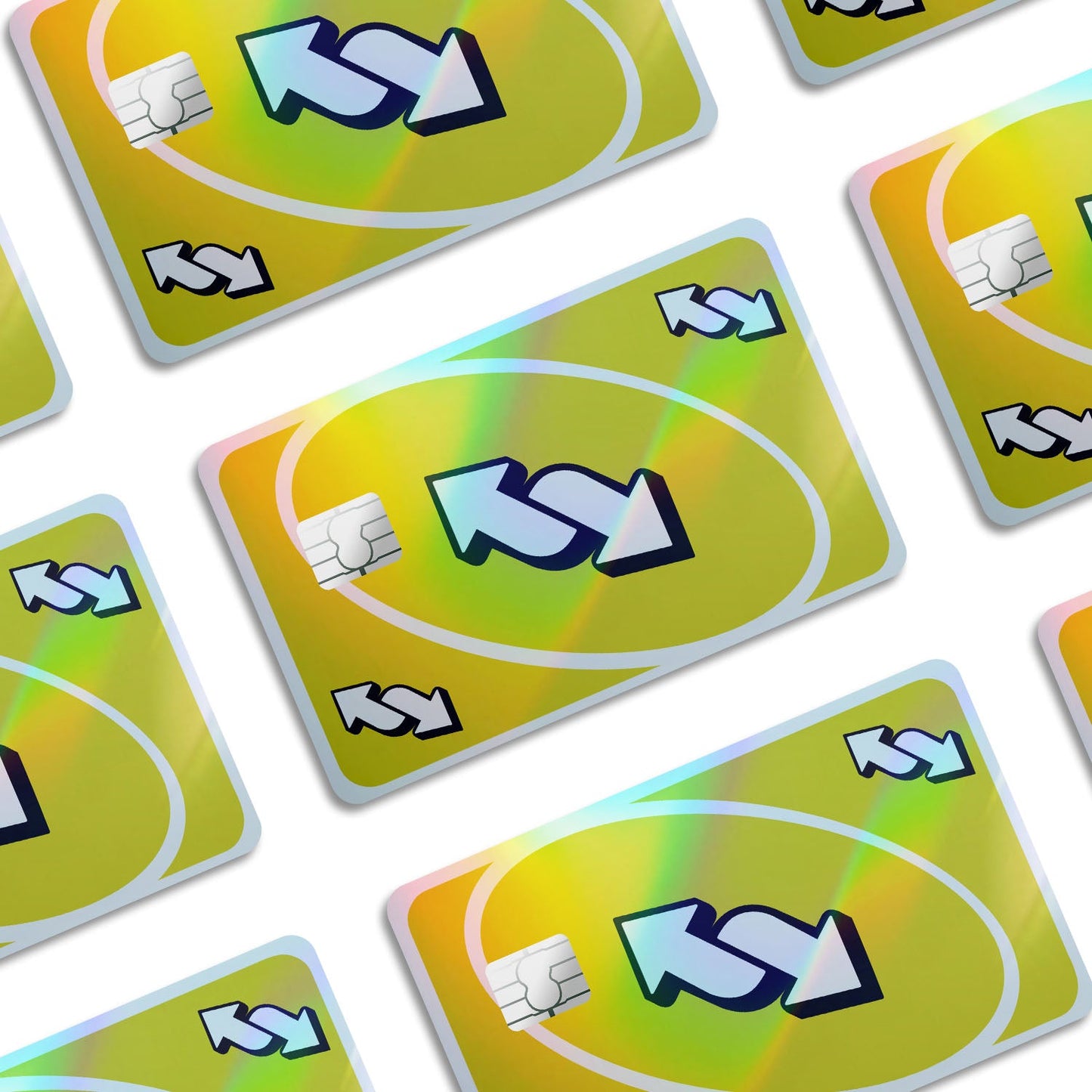 Flex Designs Holographic Credit Card Uno Reverse Yellow Window Skins - Meme Holographic Credit Card & Debit Card Skin