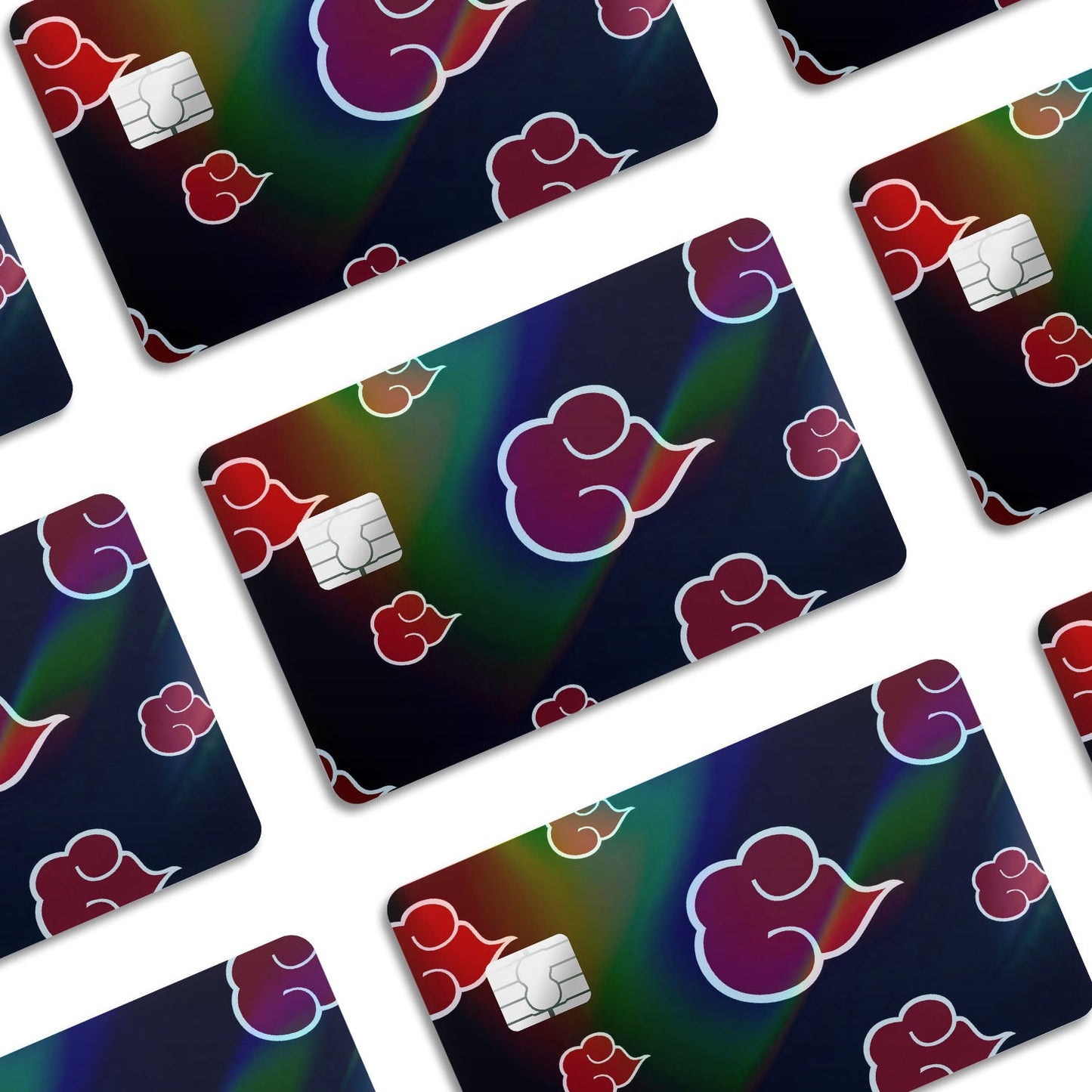 Flex Designs Holographic Credit Card Akatsuki Pattern Window Skins - Anime Naruto Holographic Credit Card & Debit Card Skin