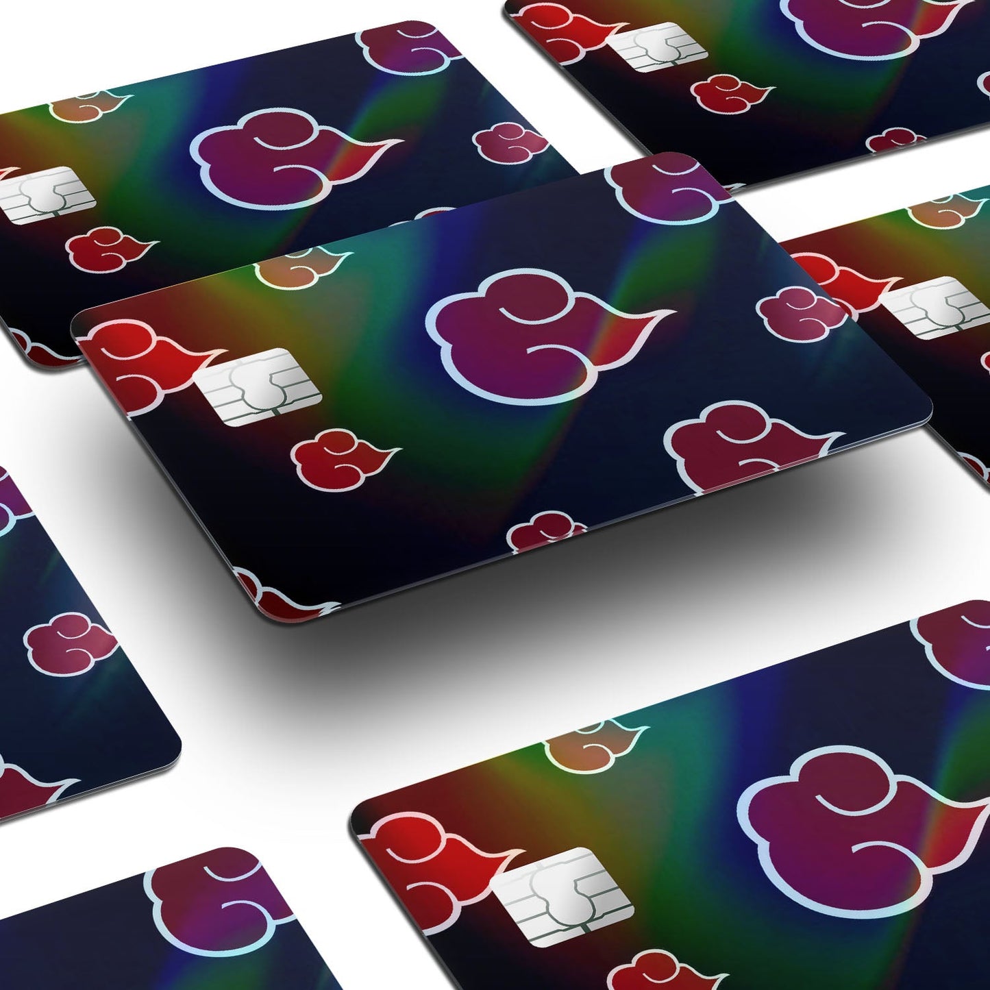 Flex Designs Holographic Credit Card Akatsuki Pattern Window Skins - Anime Naruto Holographic Credit Card & Debit Card Skin
