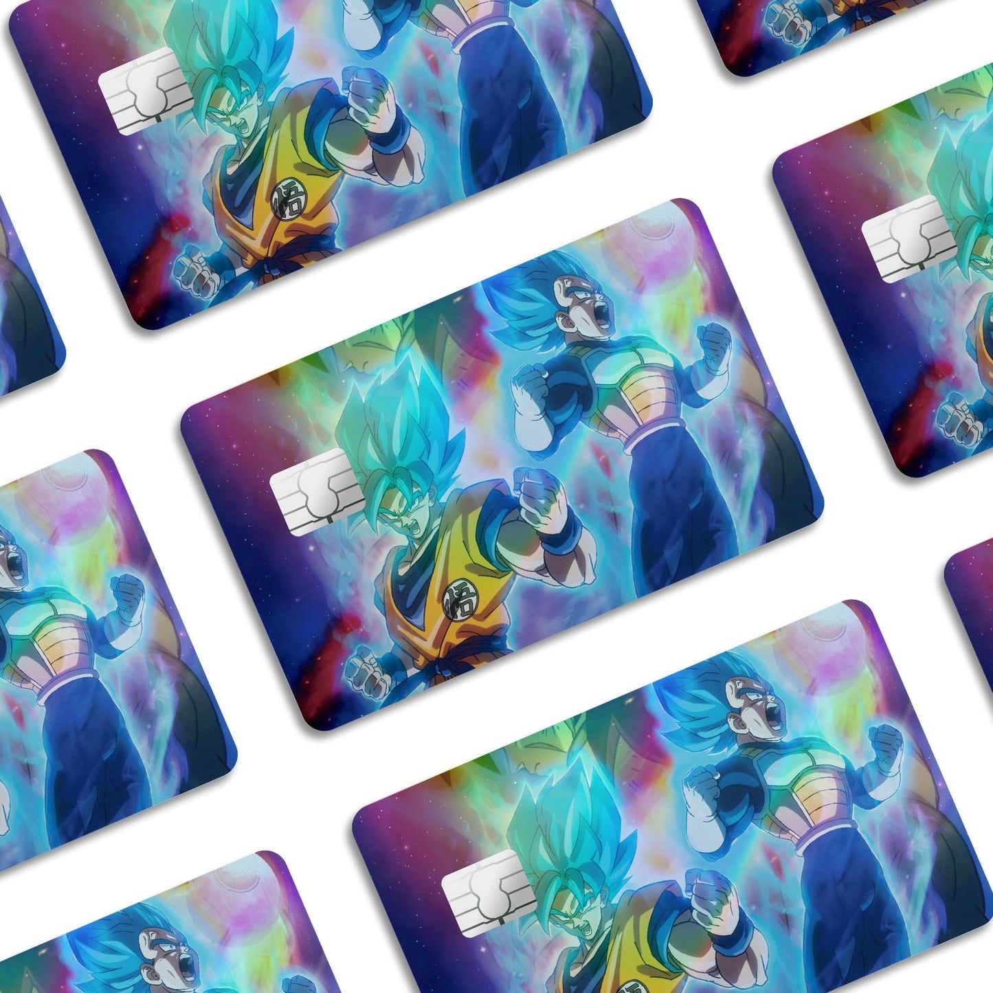 Flex Designs Holographic Credit Card Dragon Ball Goku & Vegeta Super Saiyan Blue Window Skins - Anime Dragon Ball Holographic Credit Card & Debit Card Skin