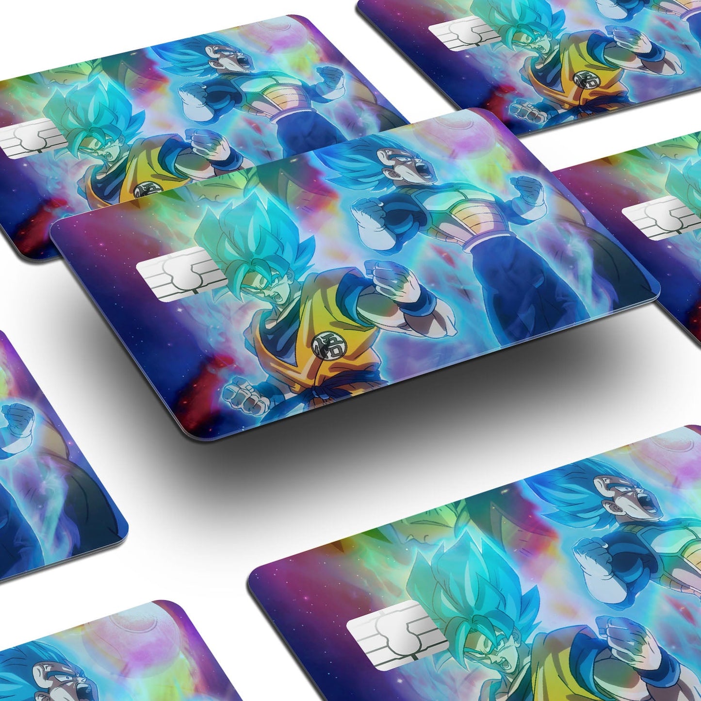 Flex Designs Holographic Credit Card Dragon Ball Goku & Vegeta Super Saiyan Blue Window Skins - Anime Dragon Ball Holographic Credit Card & Debit Card Skin
