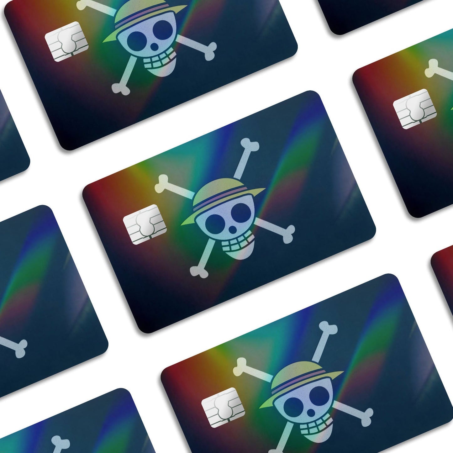 Flex Designs Holographic Credit Card One Piece Strawhat Jolly Rogers Pirate Flag Window Skins - Anime One Piece Holographic Credit Card & Debit Card Skin