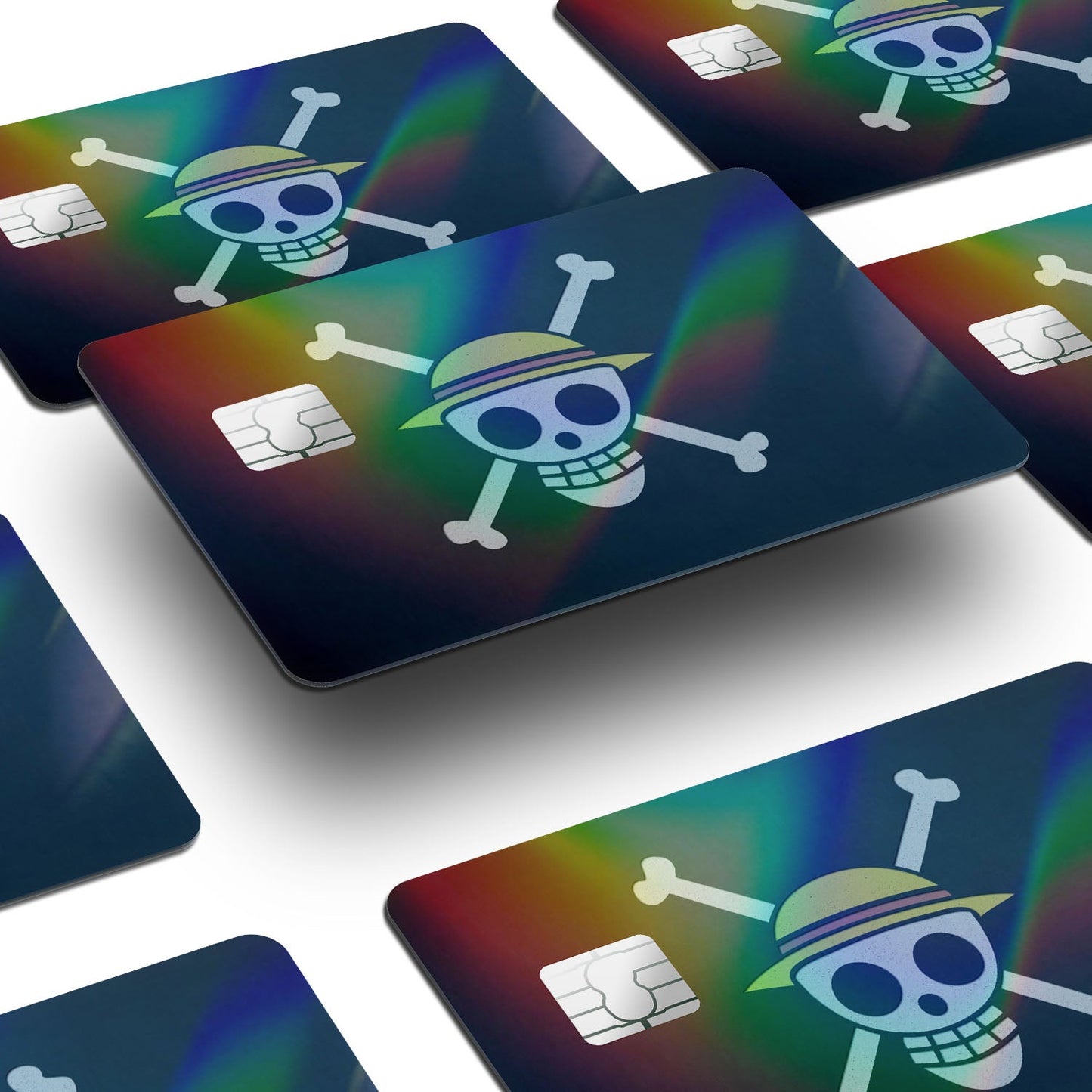 Flex Designs Holographic Credit Card One Piece Strawhat Jolly Rogers Pirate Flag Window Skins - Anime One Piece Holographic Credit Card & Debit Card Skin