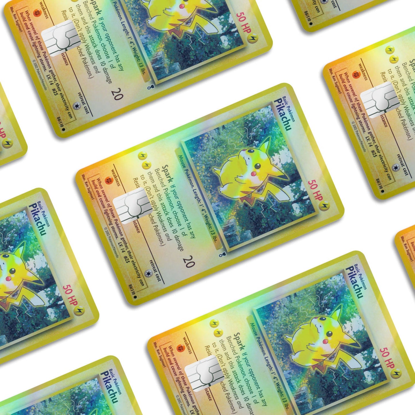 Flex Designs Holographic Credit Card Pokemon Pikachu Card Window Skins - Anime Pokemon Holographic Credit Card & Debit Card Skin