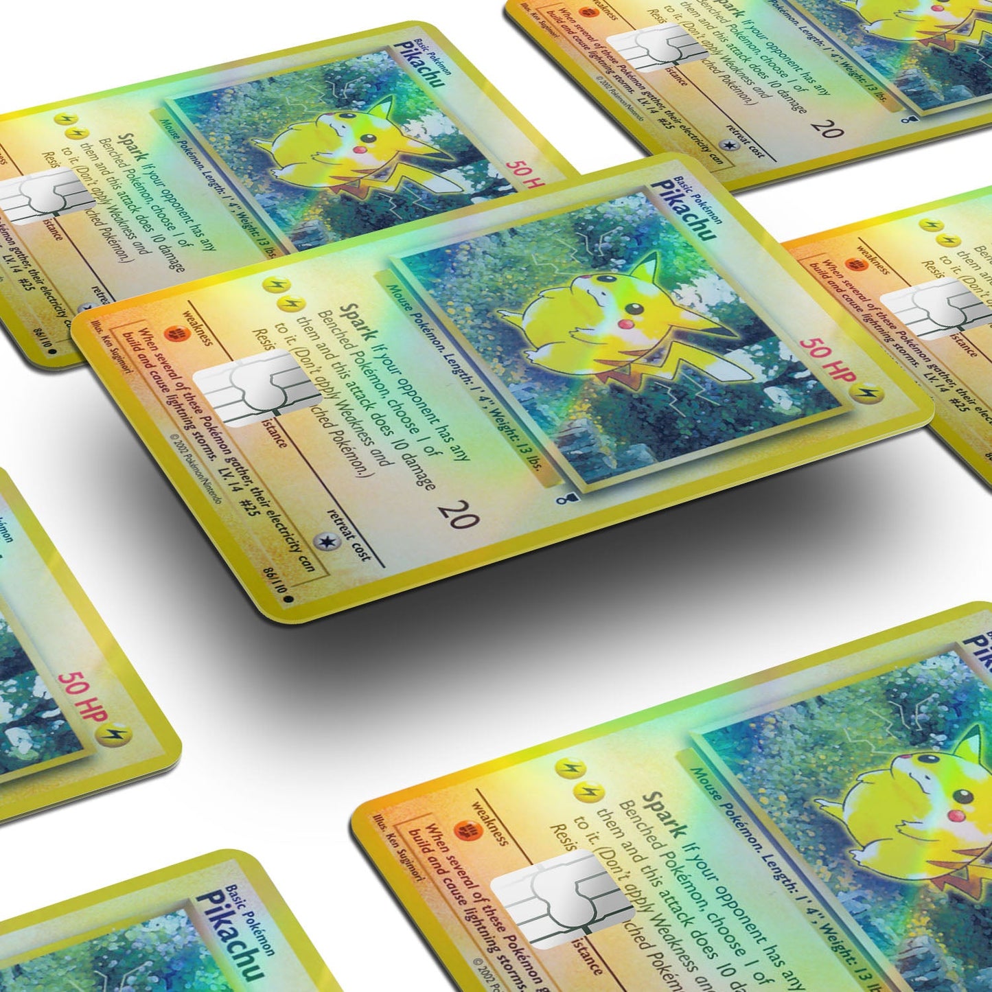 Flex Designs Holographic Credit Card Pokemon Pikachu Card Window Skins - Anime Pokemon Holographic Credit Card & Debit Card Skin