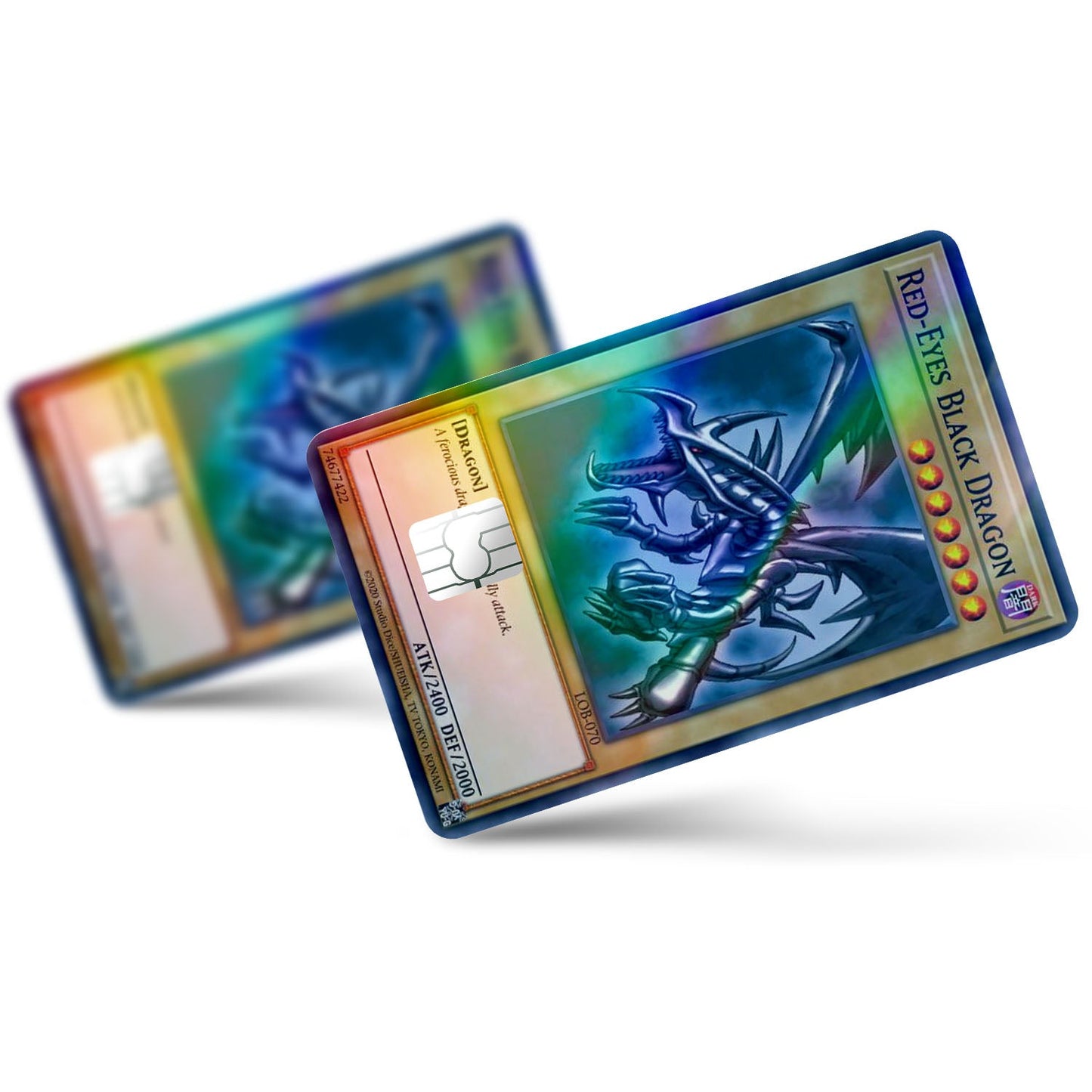 Flex Designs Holographic Credit Card Yugioh Red Eyes Black Dragon Full Skins - Anime Yu-Gi-Oh Holographic Credit Card & Debit Card Skin