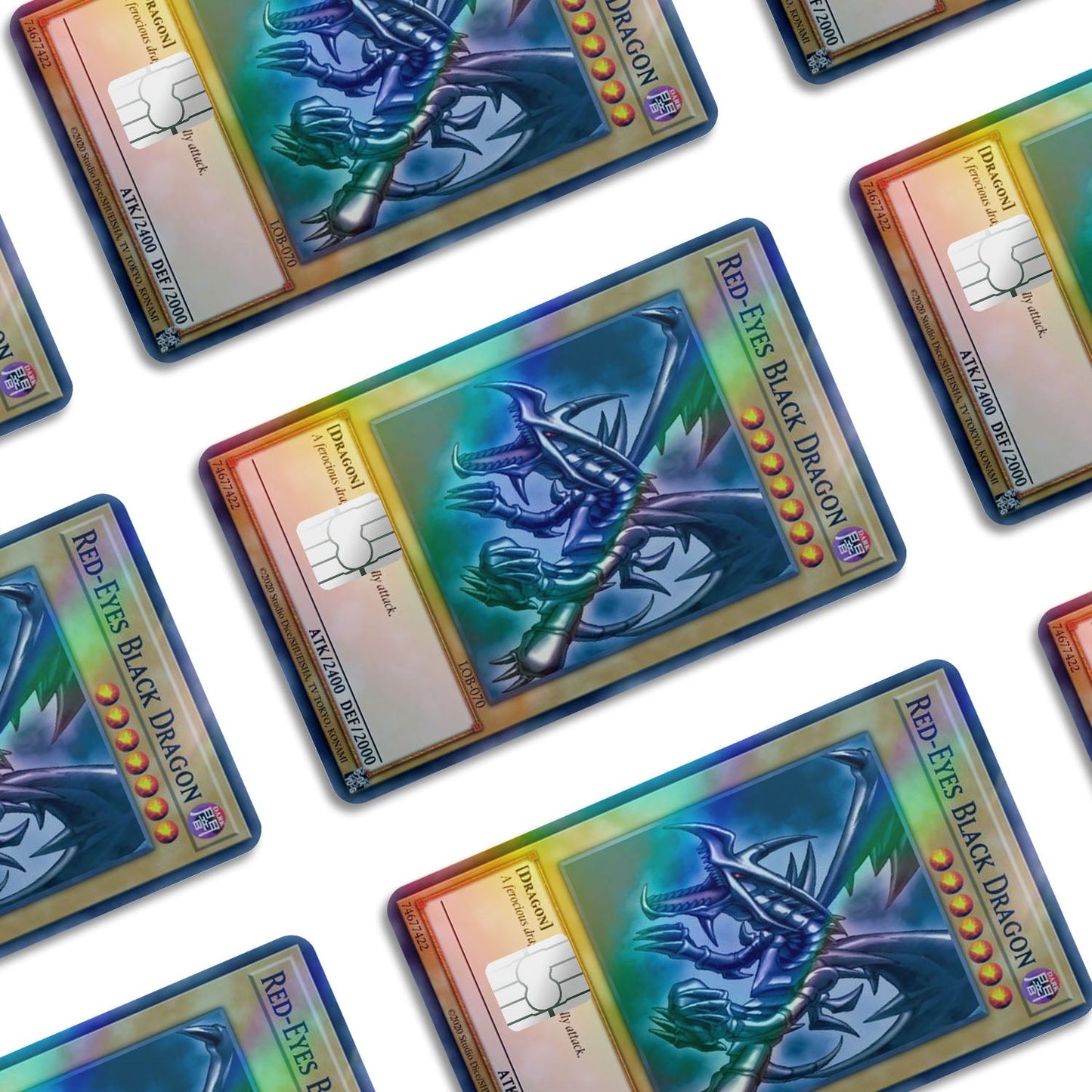 Flex Designs Holographic Credit Card Yugioh Red Eyes Black Dragon Window Skins - Anime Yu-Gi-Oh Holographic Credit Card & Debit Card Skin