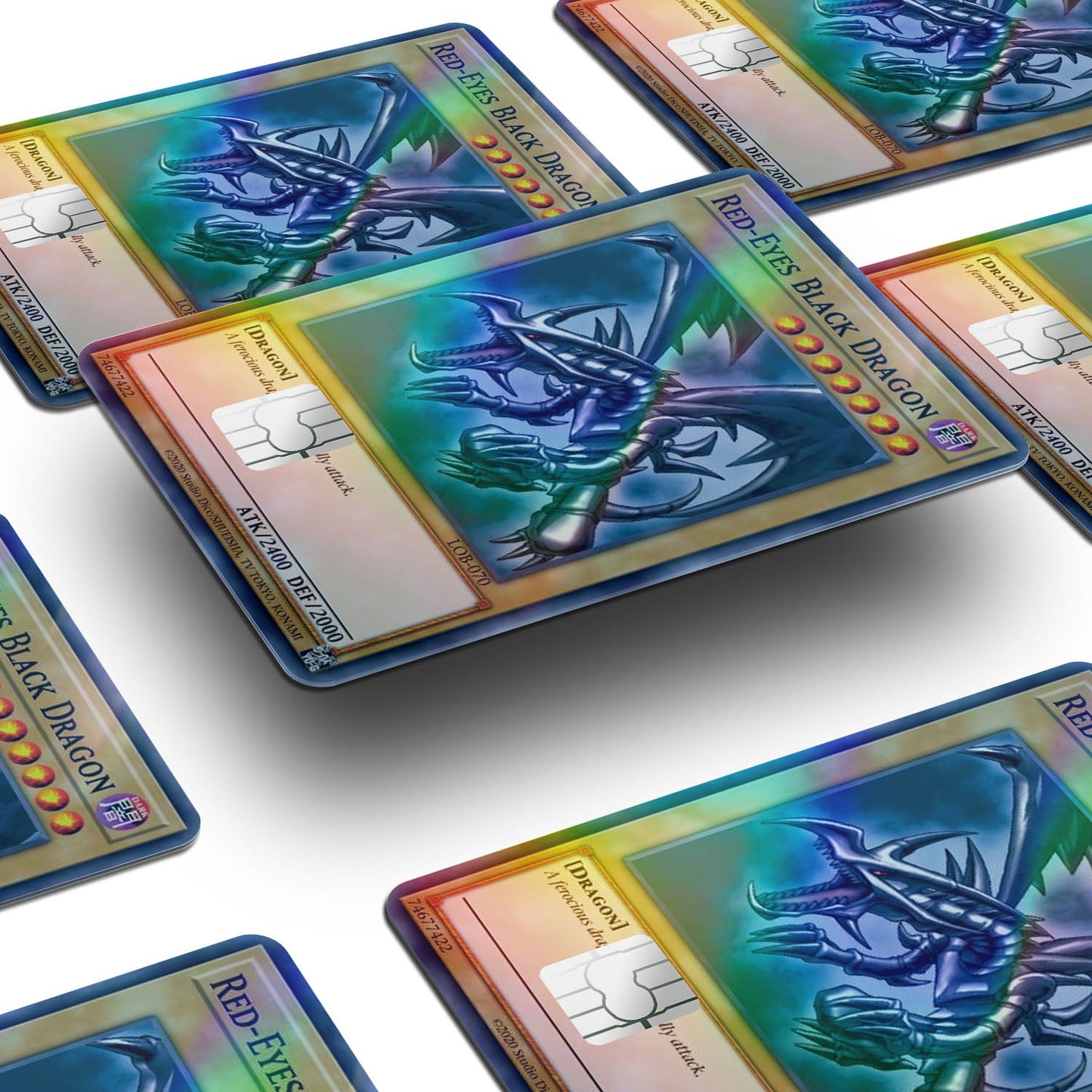 Flex Designs Holographic Credit Card Yugioh Red Eyes Black Dragon Window Skins - Anime Yu-Gi-Oh Holographic Credit Card & Debit Card Skin