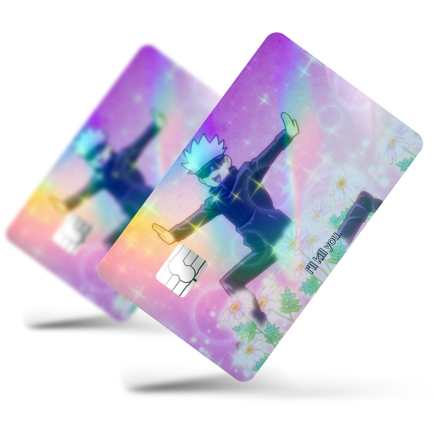 Flex Designs Holographic Credit Card Gojo I'll Kill You Full Skins - Anime Jujutsu Kaisen Holographic Credit Card & Debit Card Skin
