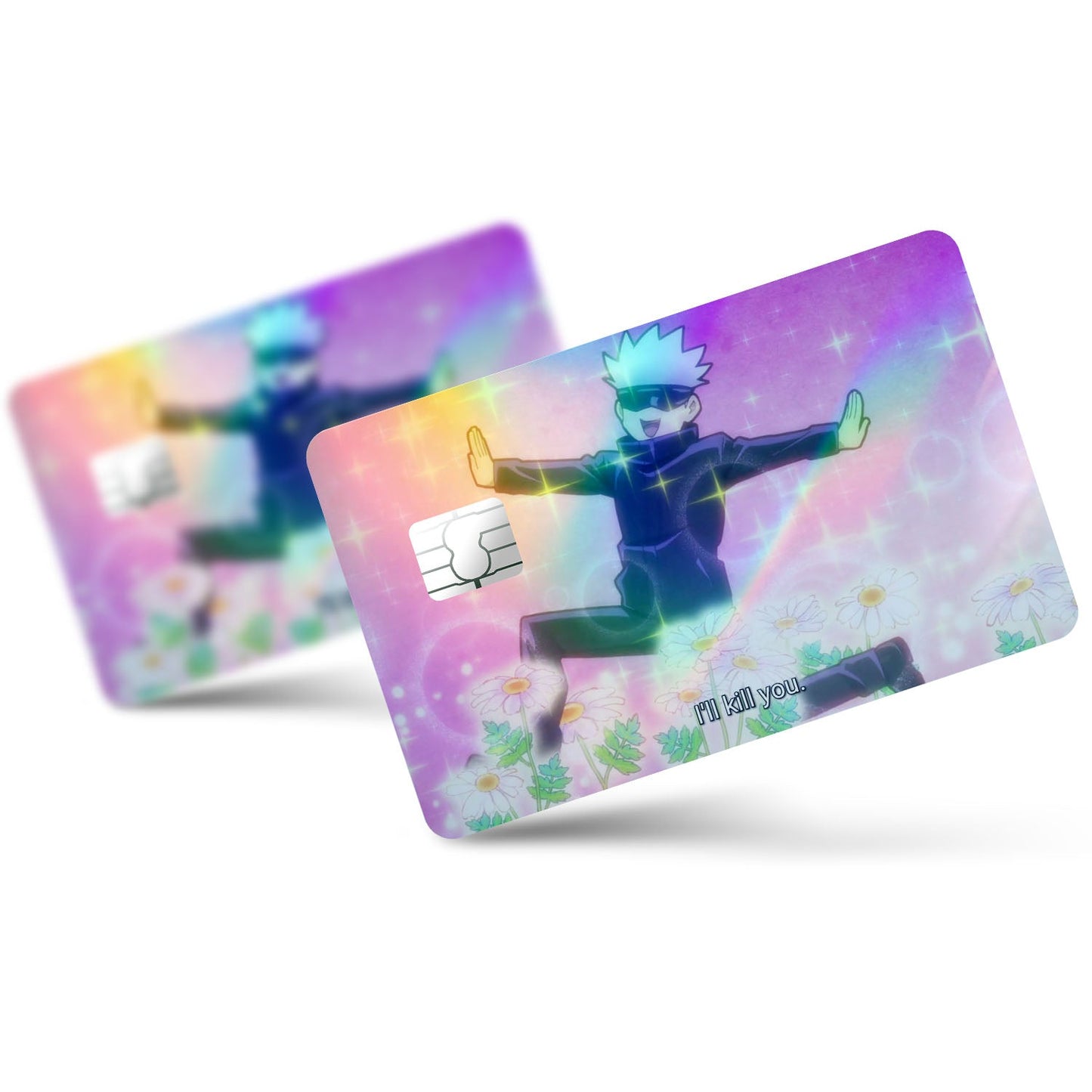 Flex Designs Holographic Credit Card Gojo I'll Kill You Full Skins - Anime Jujutsu Kaisen Holographic Credit Card & Debit Card Skin