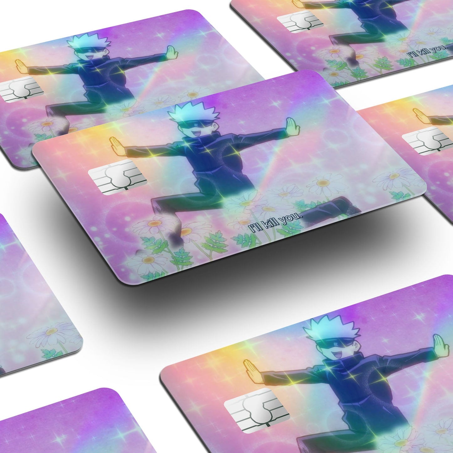 Flex Designs Holographic Credit Card Gojo I'll Kill You Window Skins - Anime Jujutsu Kaisen Holographic Credit Card & Debit Card Skin