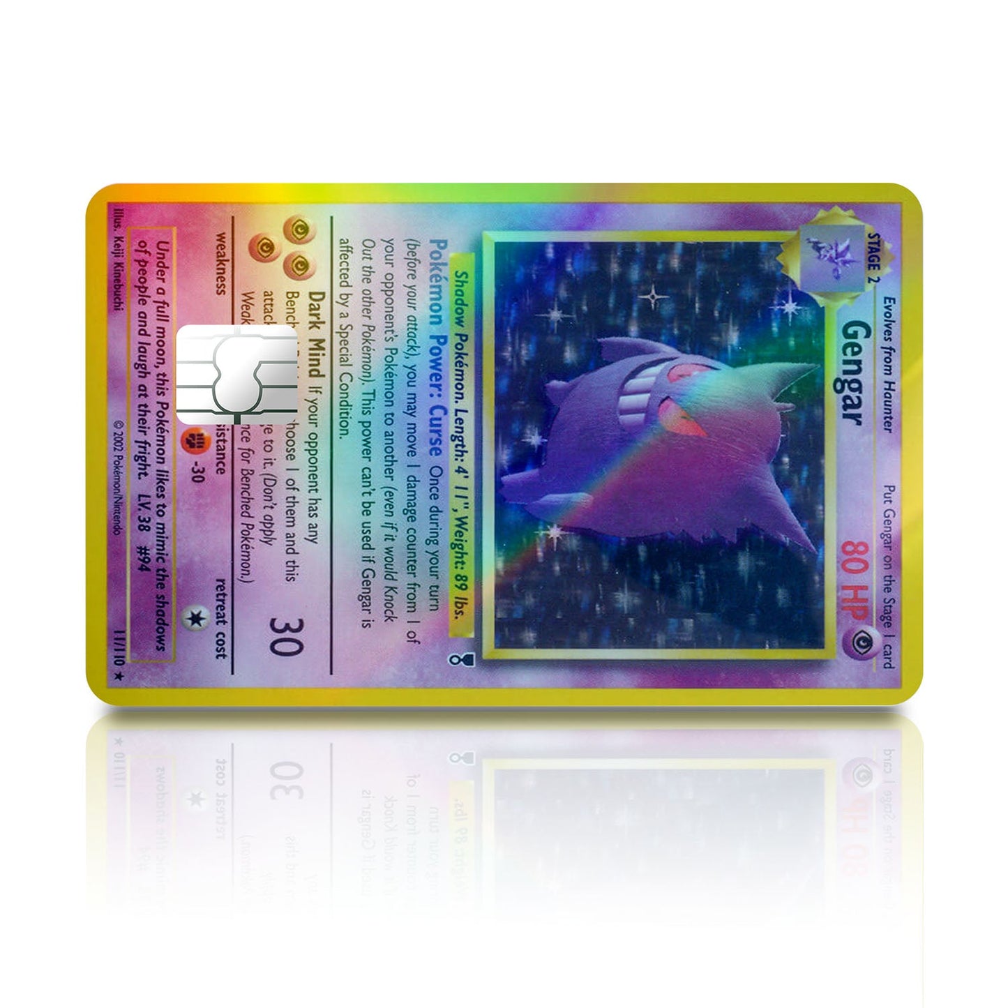 Flex Designs Holographic Credit Card Pokemon Gengar Card Full Skins - Anime Pokemon Holographic Credit Card & Debit Card Skin