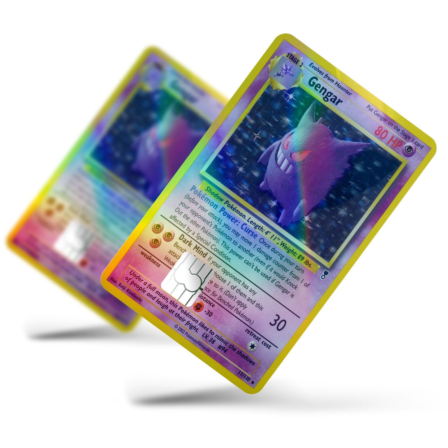 Flex Designs Holographic Credit Card Pokemon Gengar Card Full Skins - Anime Pokemon Holographic Credit Card & Debit Card Skin
