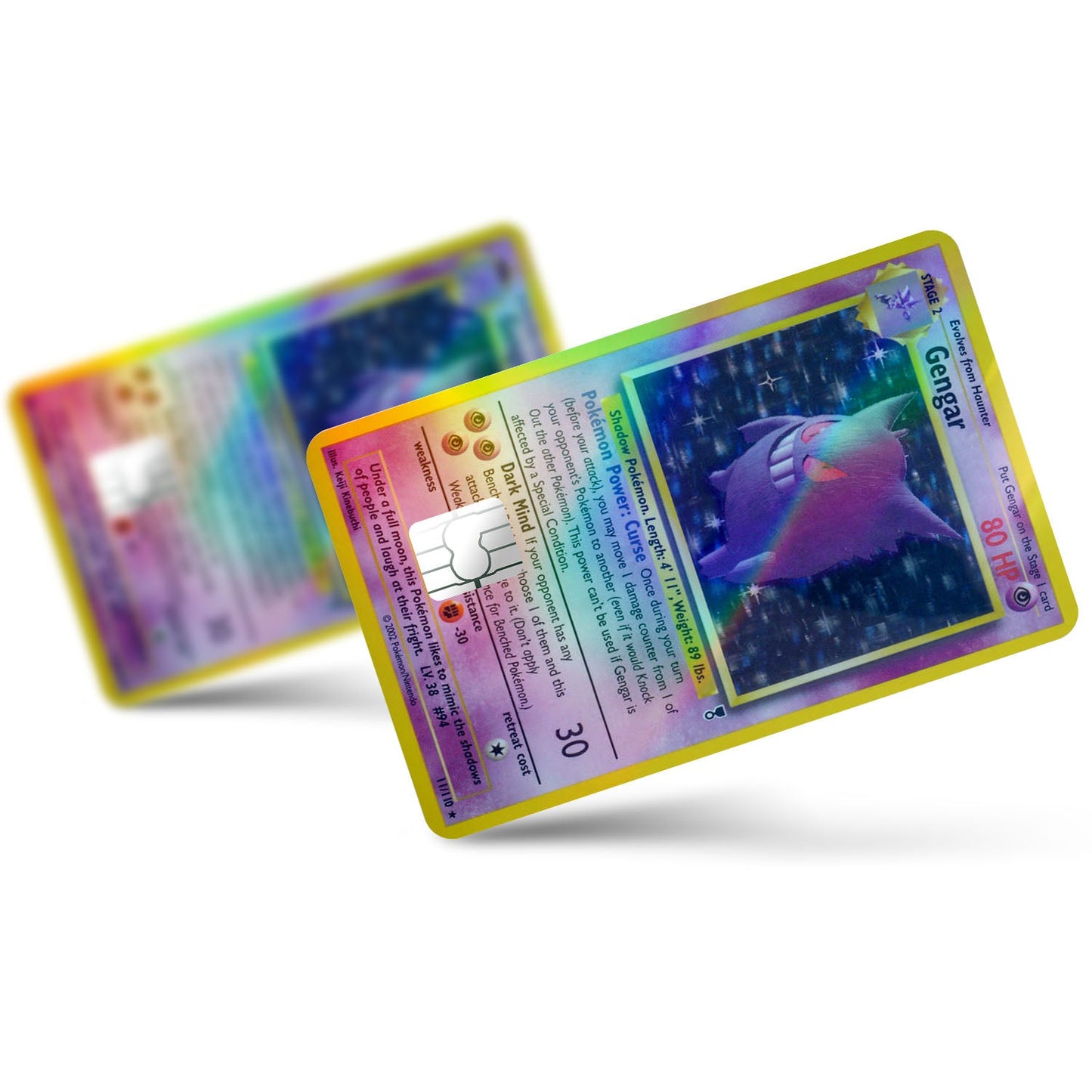 Flex Designs Holographic Credit Card Pokemon Gengar Card Full Skins - Anime Pokemon Holographic Credit Card & Debit Card Skin