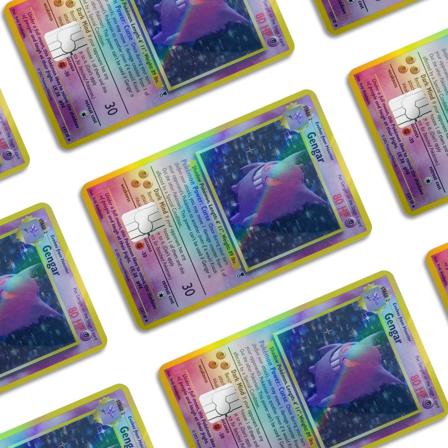 Flex Designs Holographic Credit Card Pokemon Gengar Card Window Skins - Anime Pokemon Holographic Credit Card & Debit Card Skin