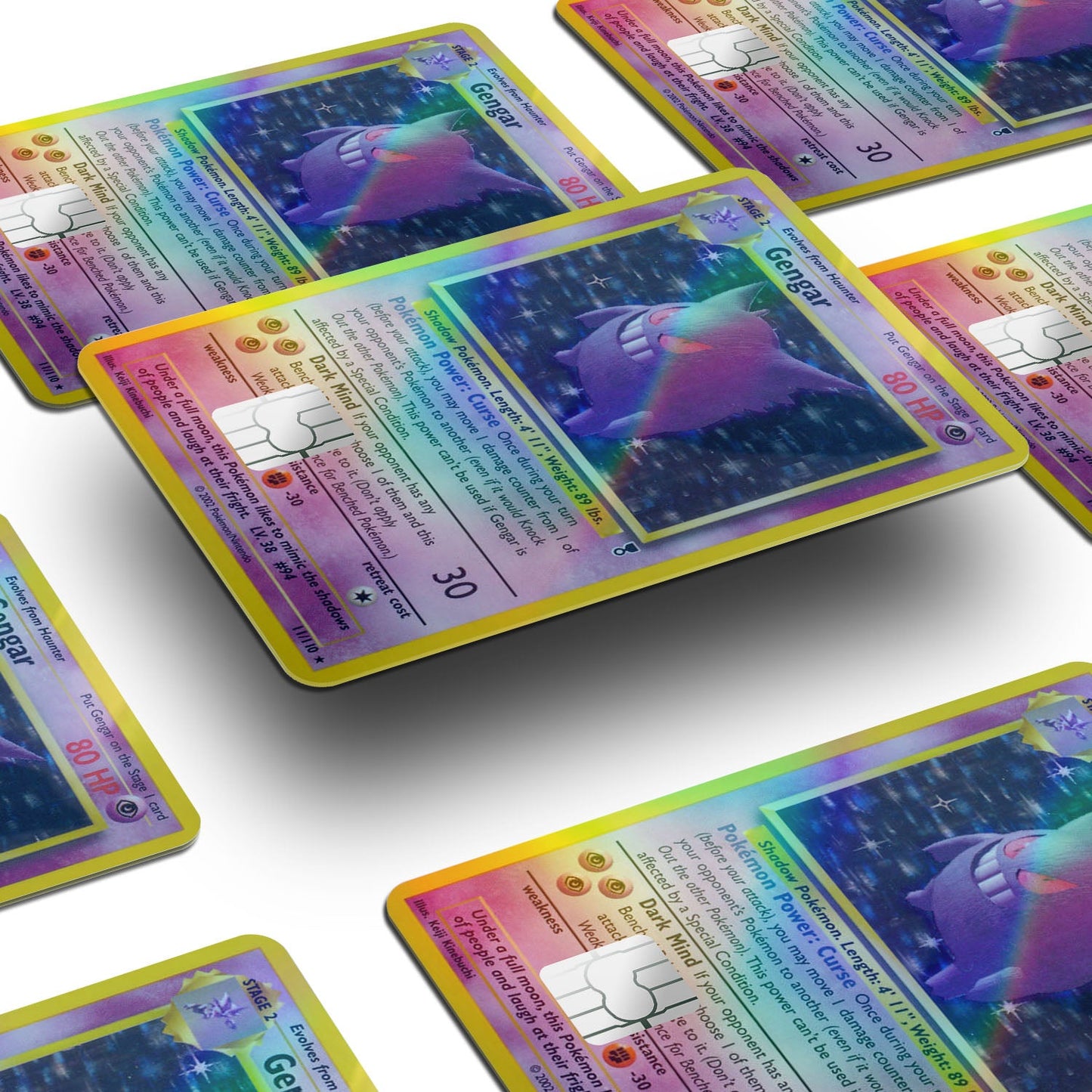 Flex Designs Holographic Credit Card Pokemon Gengar Card Window Skins - Anime Pokemon Holographic Credit Card & Debit Card Skin