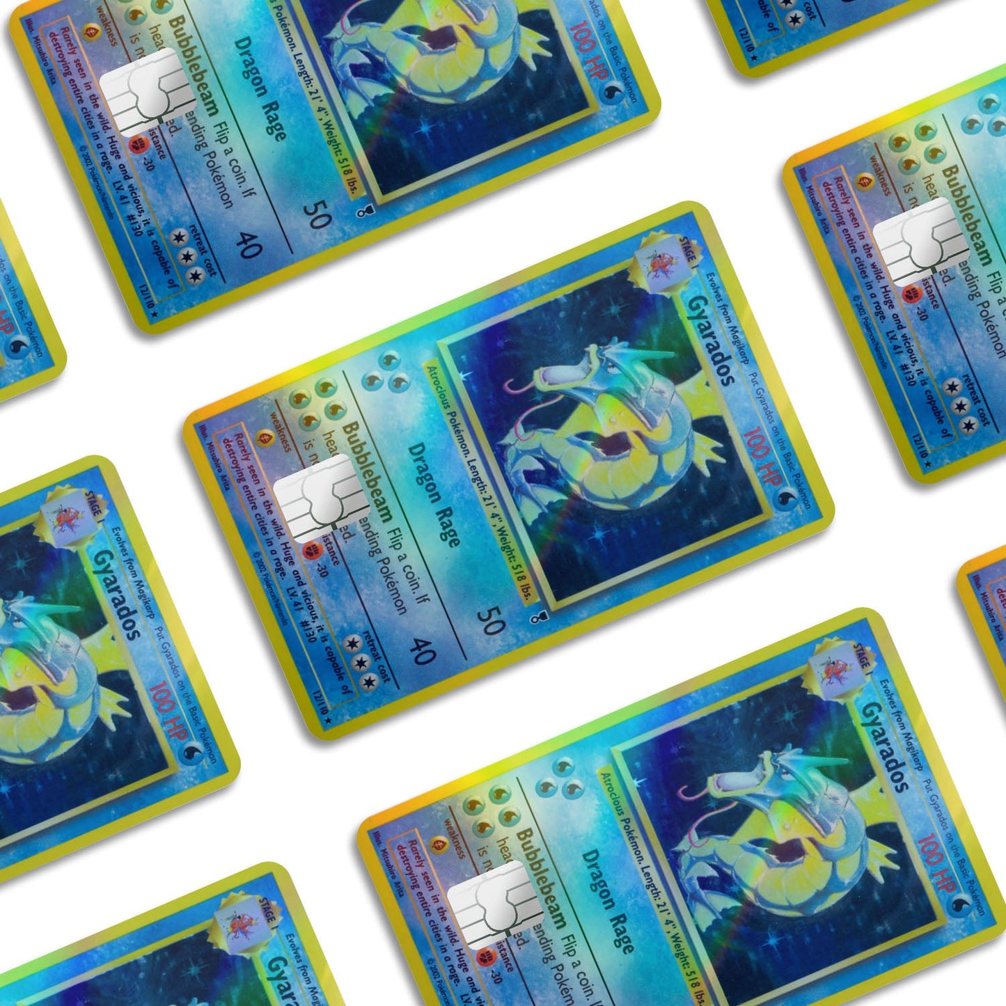 Flex Designs Holographic Credit Card Pokemon Gyarados Card Window Skins - Anime Pokemon Holographic Credit Card & Debit Card Skin