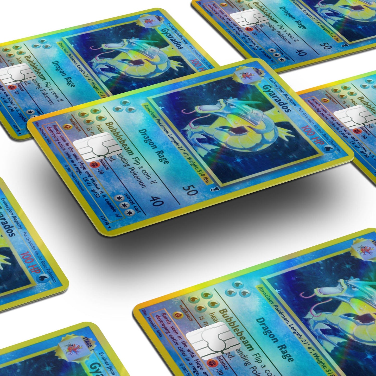 Flex Designs Holographic Credit Card Pokemon Gyarados Card Window Skins - Anime Pokemon Holographic Credit Card & Debit Card Skin