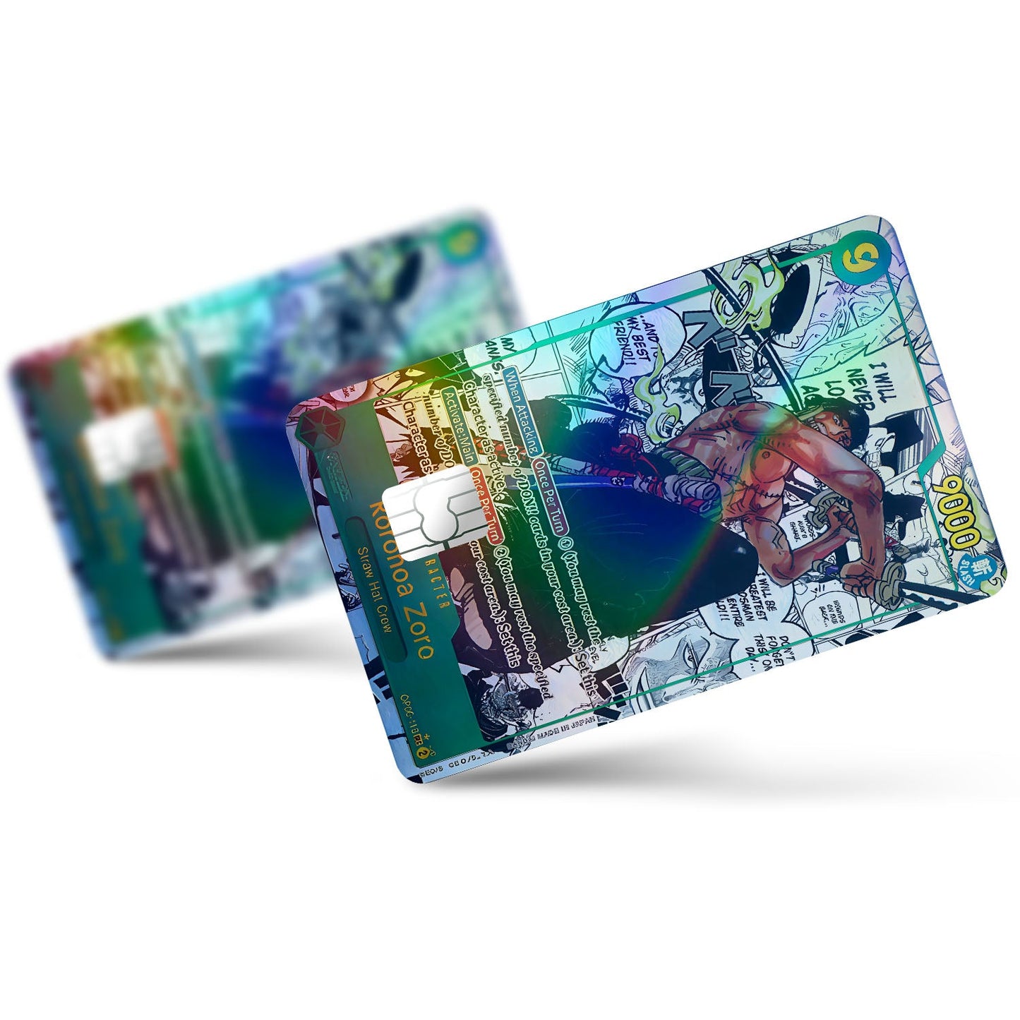 Flex Designs Holographic Credit Card Roronoa Zoro Manga Limited Edition One Piece Card Full Skins - Anime One Piece Holographic Credit Card & Debit Card Skin