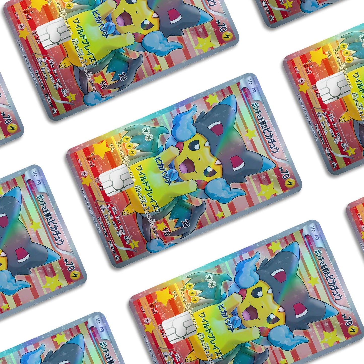 Flex Designs Holographic Credit Card Pokemon Poncho Pikachu Mega Charizard X Cosplay Card Window Skins - Anime Pokemon Holographic Credit Card & Debit Card Skin