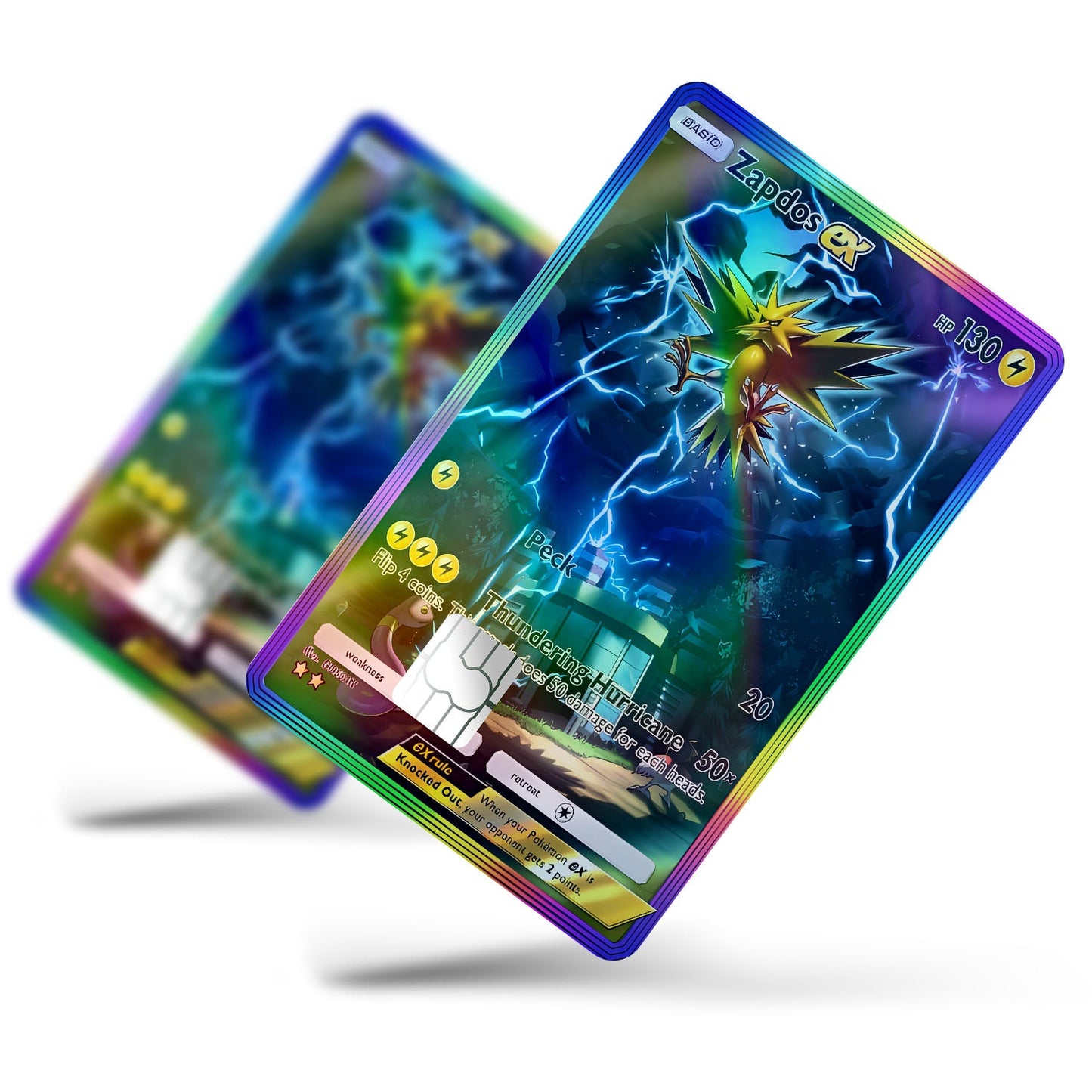 Flex Designs Holographic Credit Card Pokemon Zapdos Pocket Card Full Skins - Anime Pokemon Holographic Credit Card & Debit Card Skin