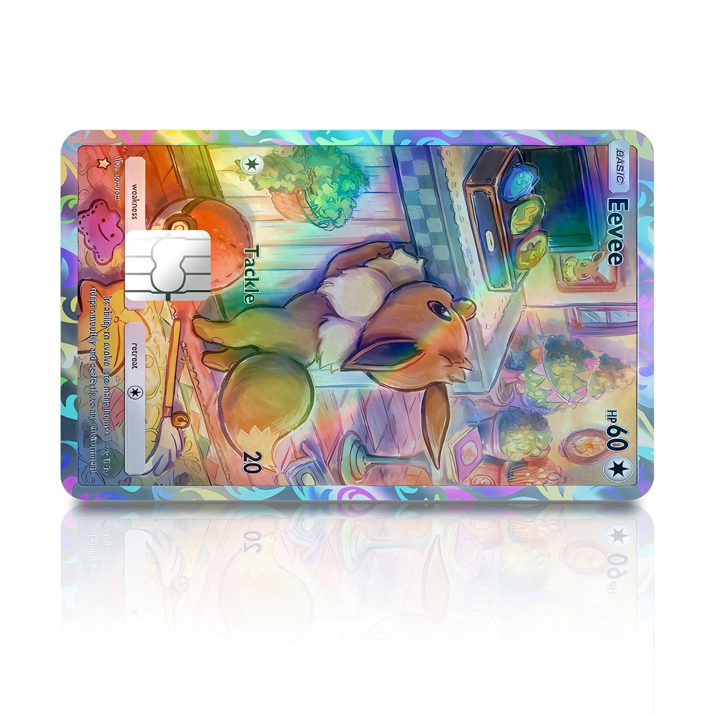 Flex Designs Holographic Credit Card Pokemon Eevee Pocket Card Full Skins - Anime Pokemon Holographic Credit Card & Debit Card Skin