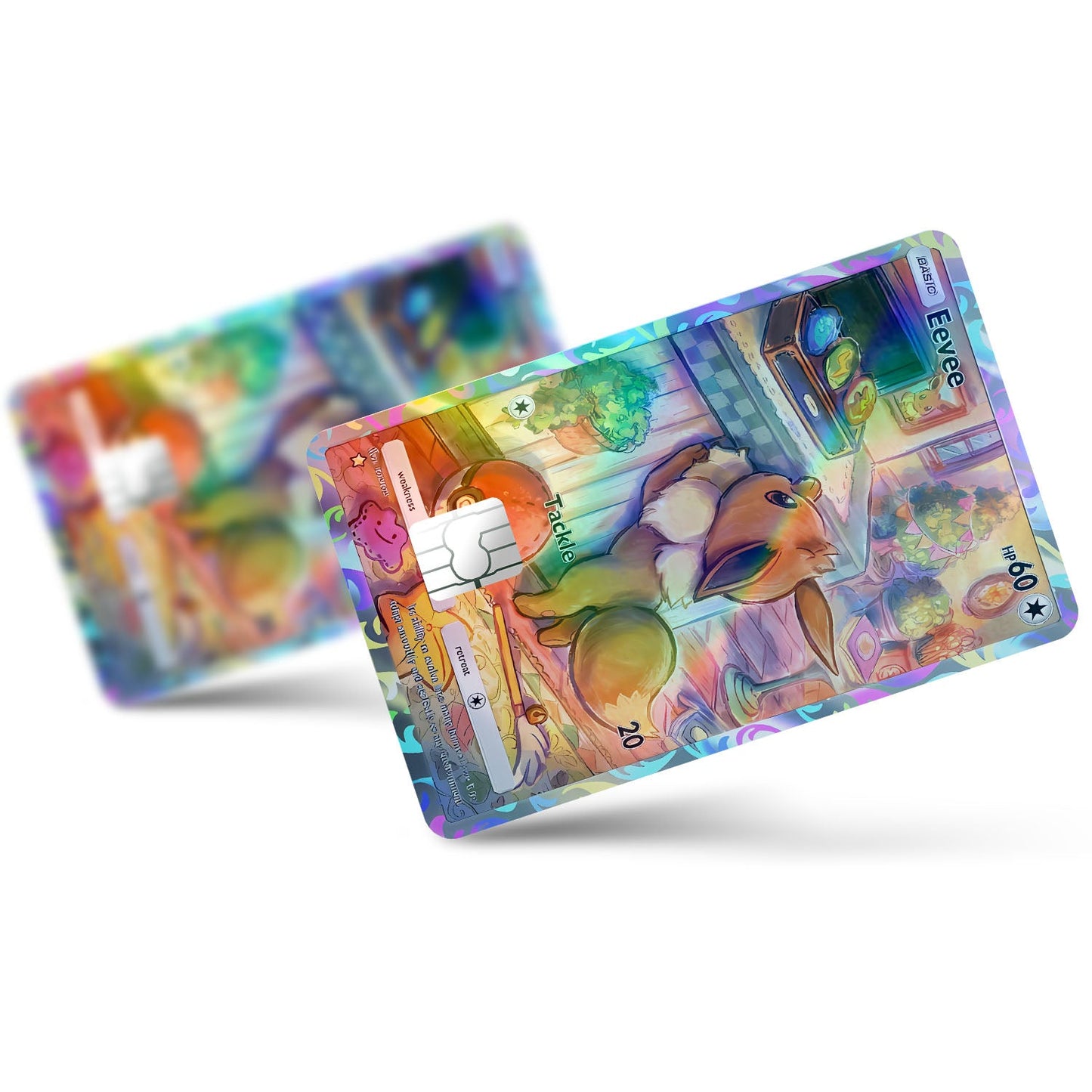 Flex Designs Holographic Credit Card Pokemon Eevee Pocket Card Full Skins - Anime Pokemon Holographic Credit Card & Debit Card Skin