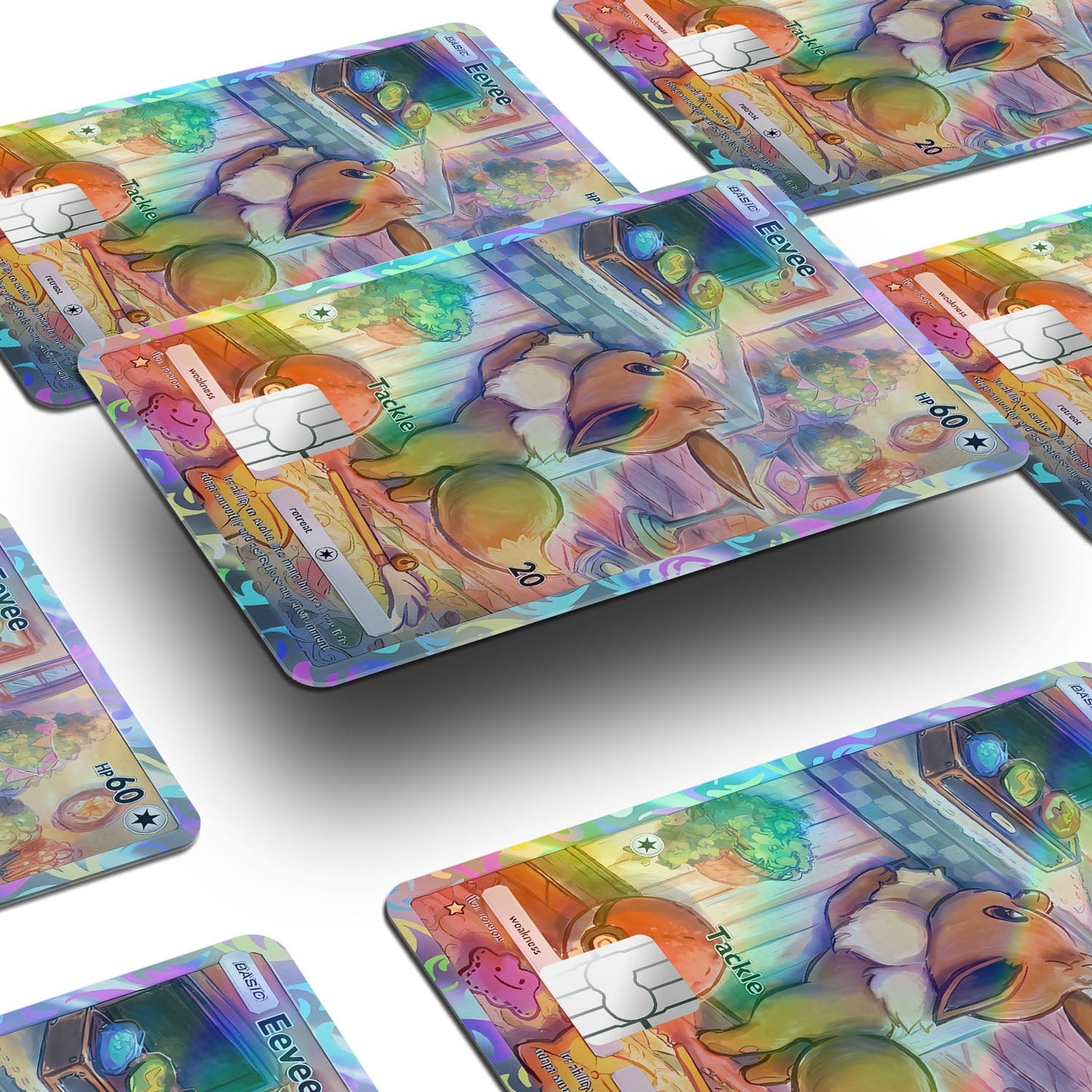 Flex Designs Holographic Credit Card Pokemon Eevee Pocket Card Window Skins - Anime Pokemon Holographic Credit Card & Debit Card Skin