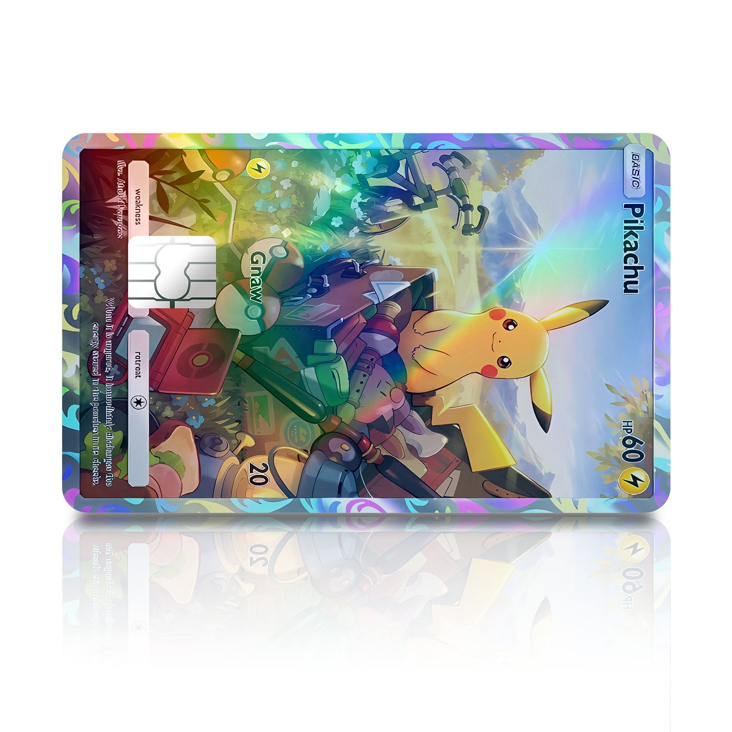 pokemon credit card Pokemon Pikachu Pocket Card Holographic Credit Card Holographic Credit Card & Debit Card Skin – Flex Design Store