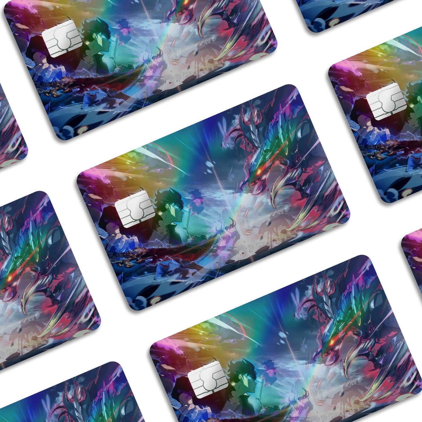 Flex Designs Holographic Credit Card Solo Leveling Sung Jinwoo vs Beru Window Skins - Anime Solo Leveling Holographic Credit Card & Debit Card Skin