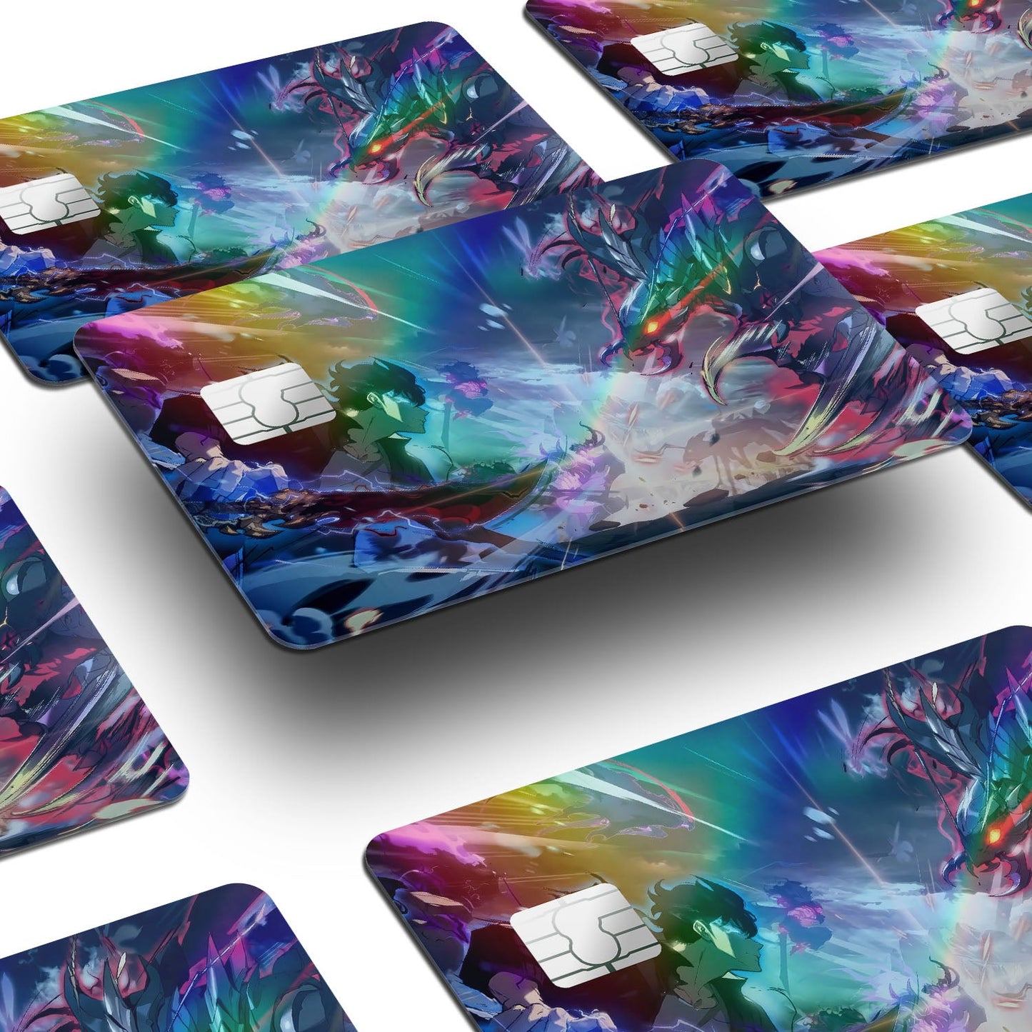 Flex Designs Holographic Credit Card Solo Leveling Sung Jinwoo vs Beru Window Skins - Anime Solo Leveling Holographic Credit Card & Debit Card Skin