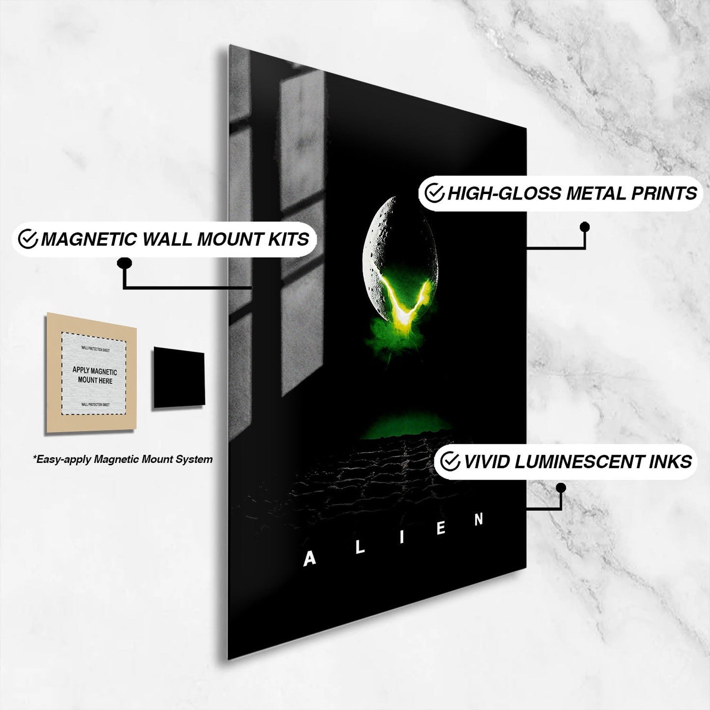 Flex Designs Metal Poster Alien 16 x 24" Home Goods - Movie 1979 Movie Metal Poster