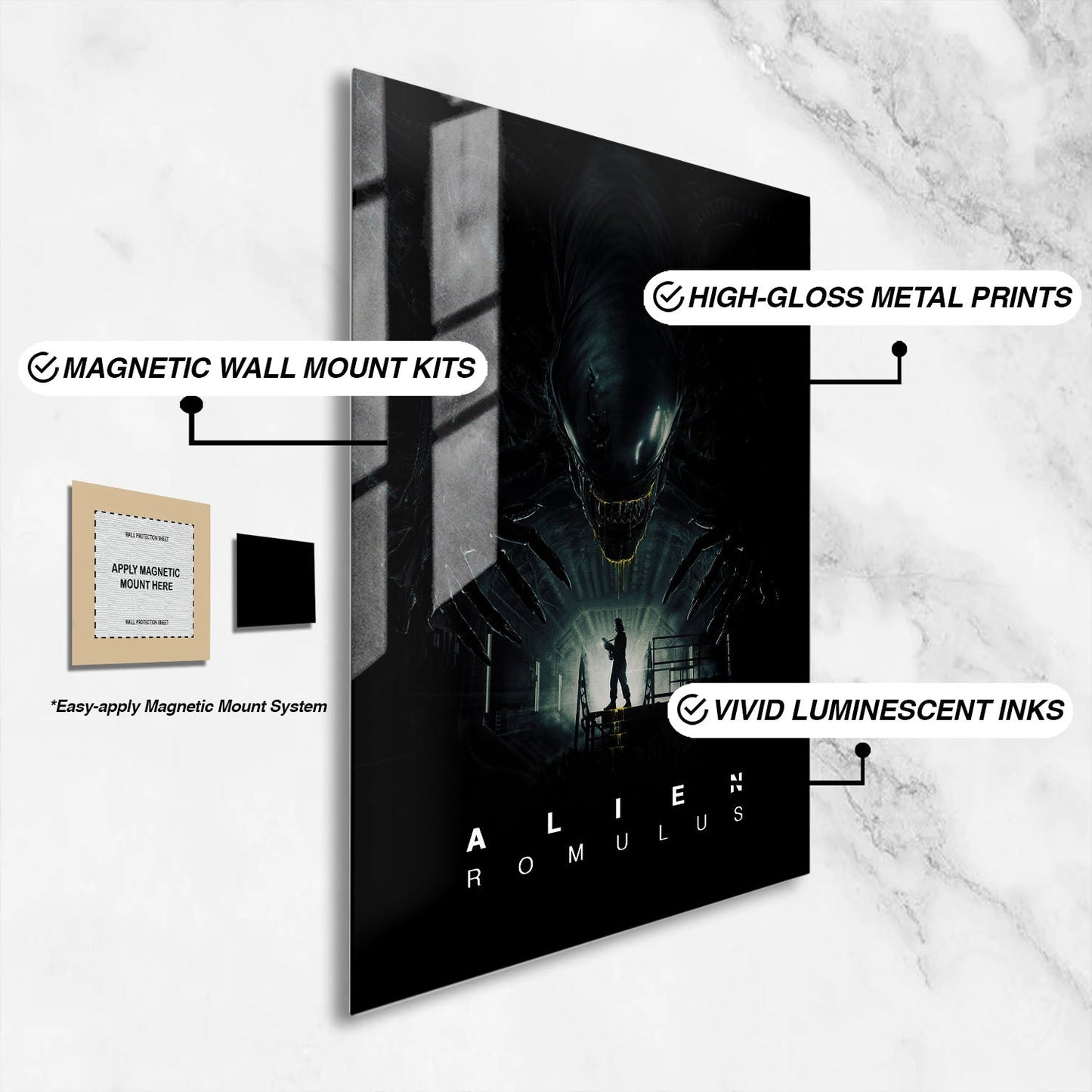 Flex Designs Metal Poster Alien Romulus 16 x 24" Home Goods - Movie 2024 Movie Metal Poster