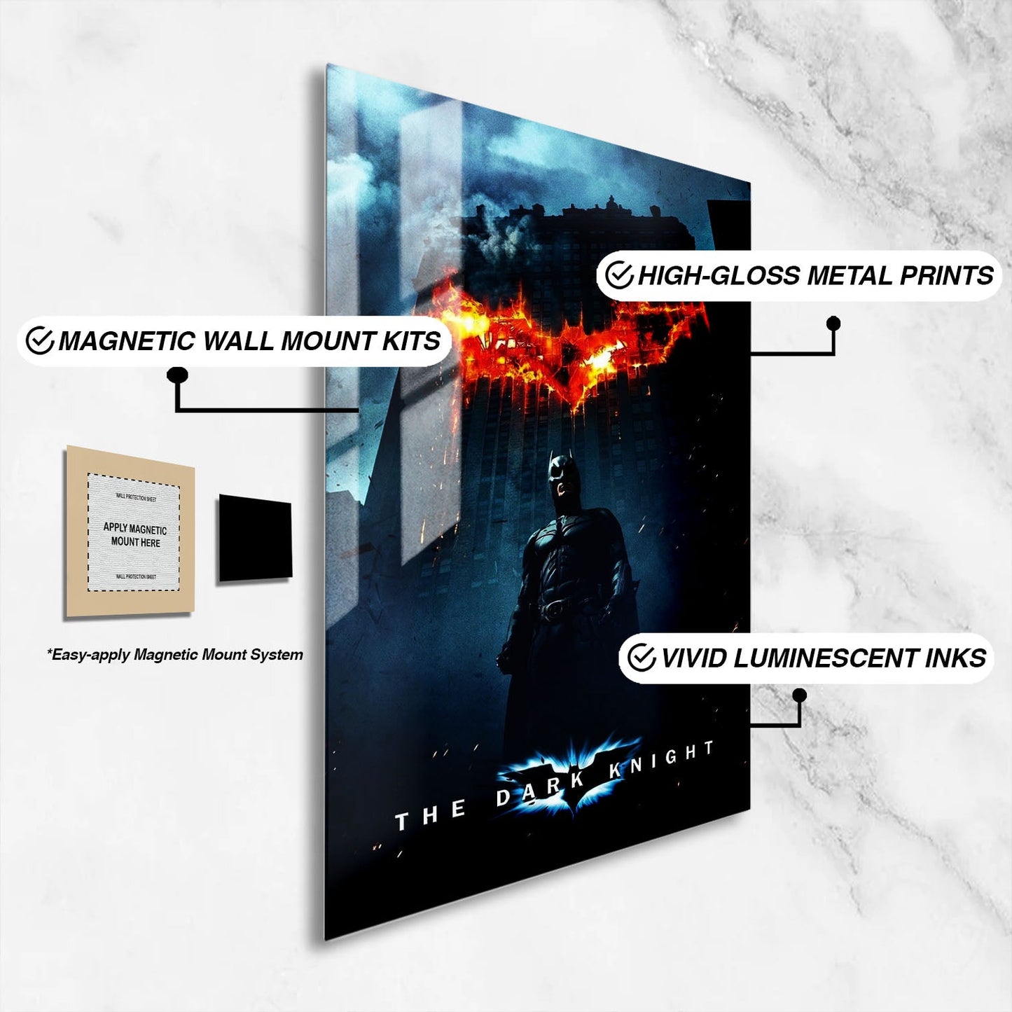 Flex Designs Metal Poster The Dark Knight 16 x 24" Home Goods - Movie 2008 Movie Metal Poster