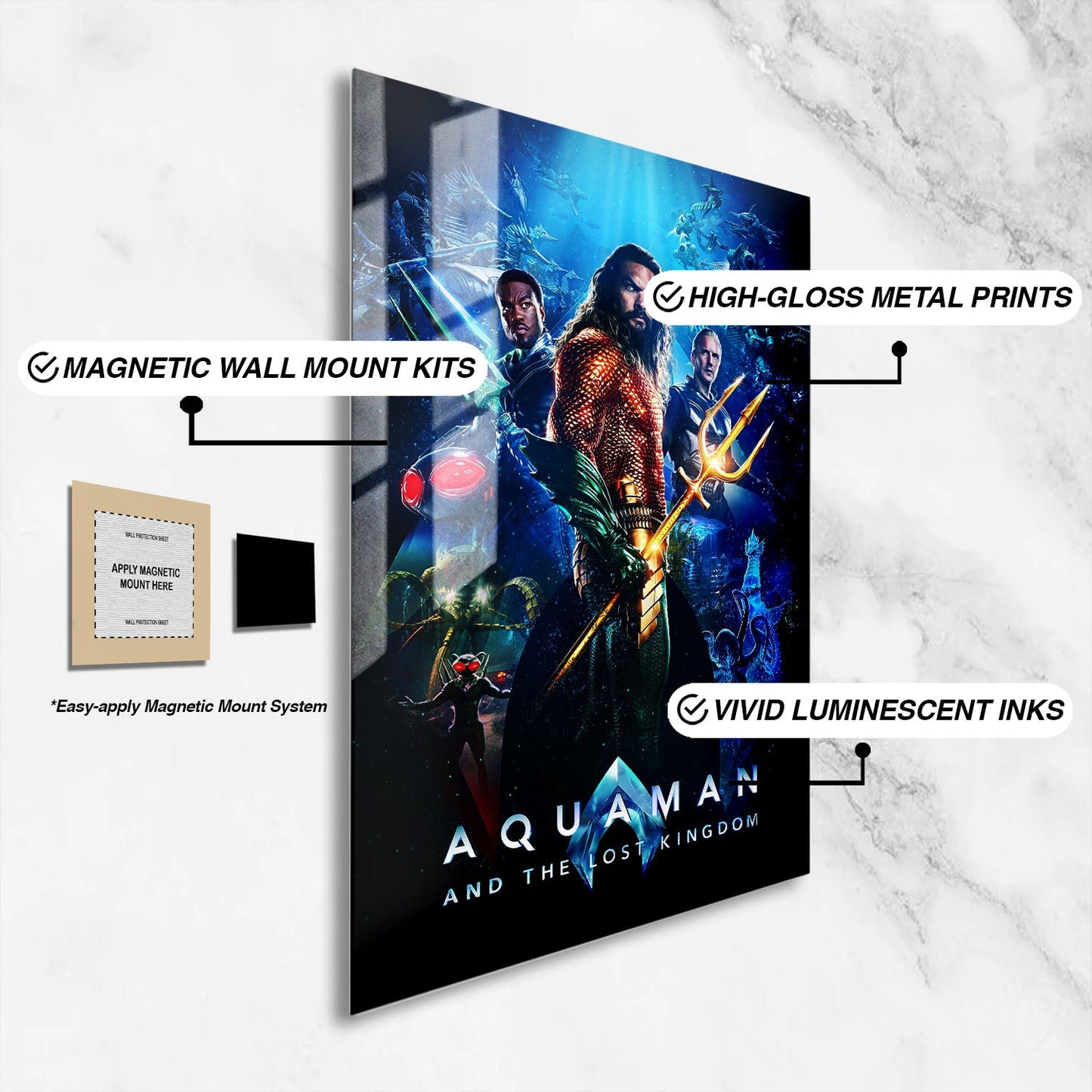 Flex Designs Metal Poster Aquaman and the Lost Kingdom 16 x 24" Home Goods - Movie 2023 Movie Metal Poster